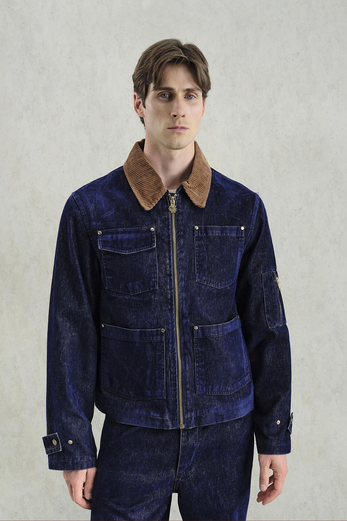 GOLD DETAYLI LACİVERT CEKET