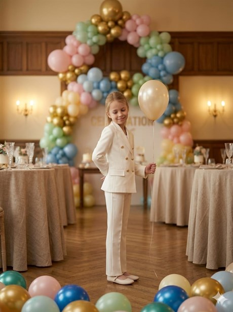 Anne Kız Gold Düğmeli Blazer Ceket