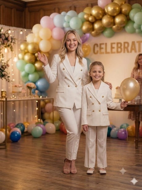 Anne Kız Gold Düğmeli Blazer Ceket