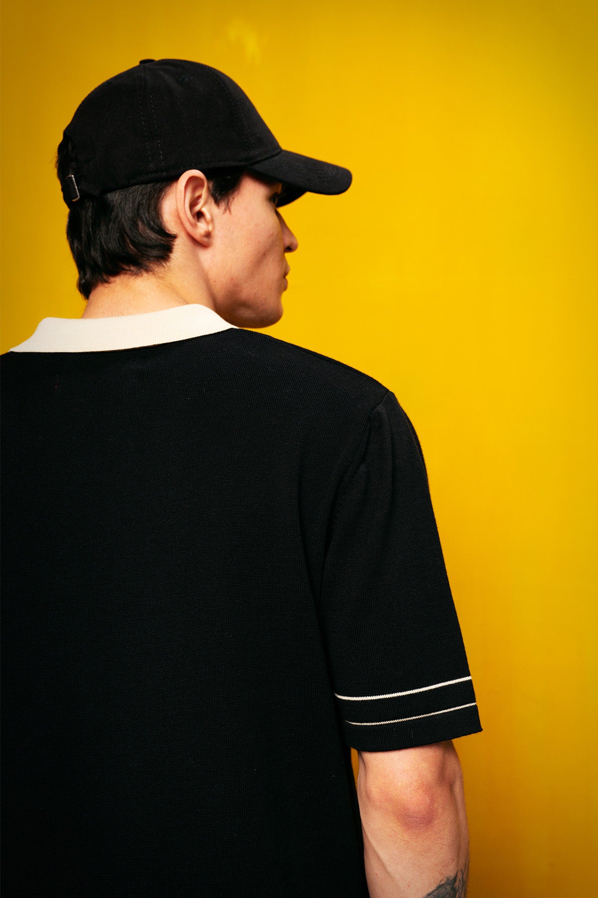 GOLD DÜĞMELİ POLO YAKA SİYAH T-SHIRT - SİYAH M
