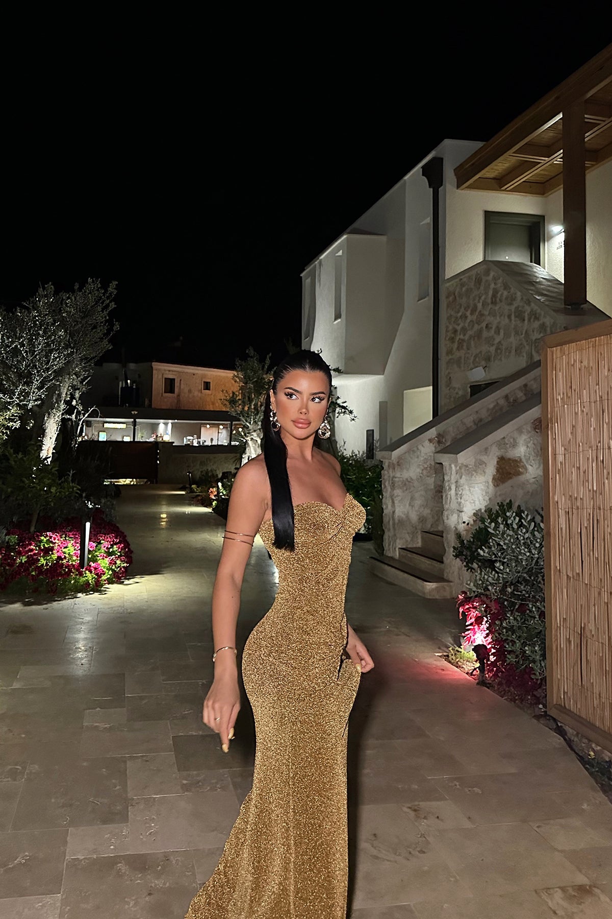 Gold Dianora Straplez Elbise ATE-0988