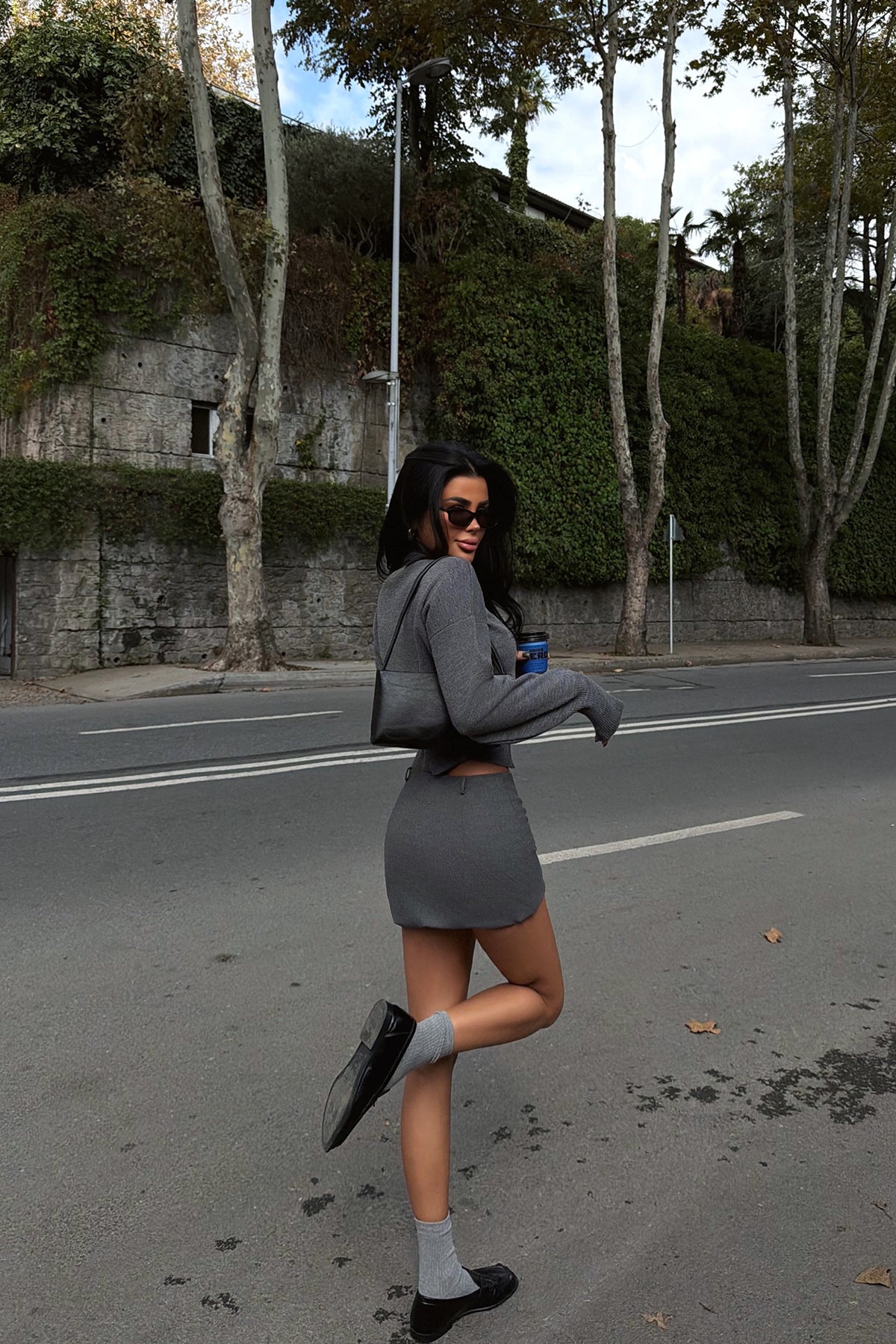 Gri Balboa Çift Fermuarlı Triko Hırka ATE-3892