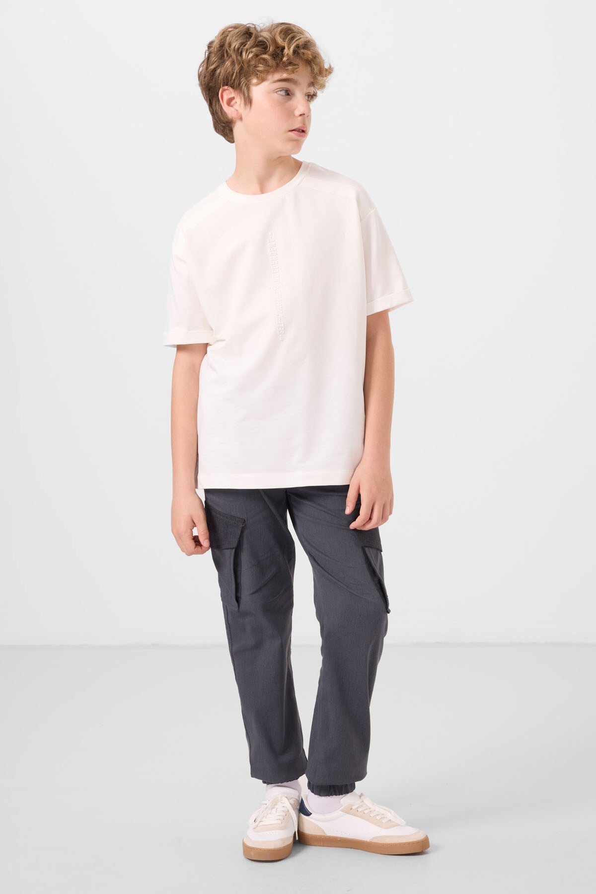 Gri Standart Fit Dokuma Hafif Esnek Chino Erkek Çocuk Pantolon - 11271