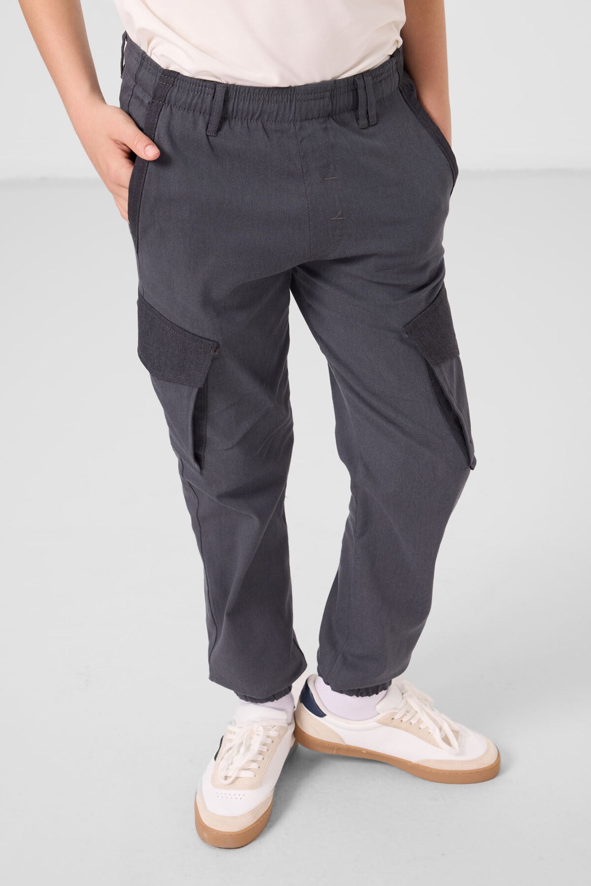 Gri Standart Fit Dokuma Hafif Esnek Chino Erkek Çocuk Pantolon - 11271