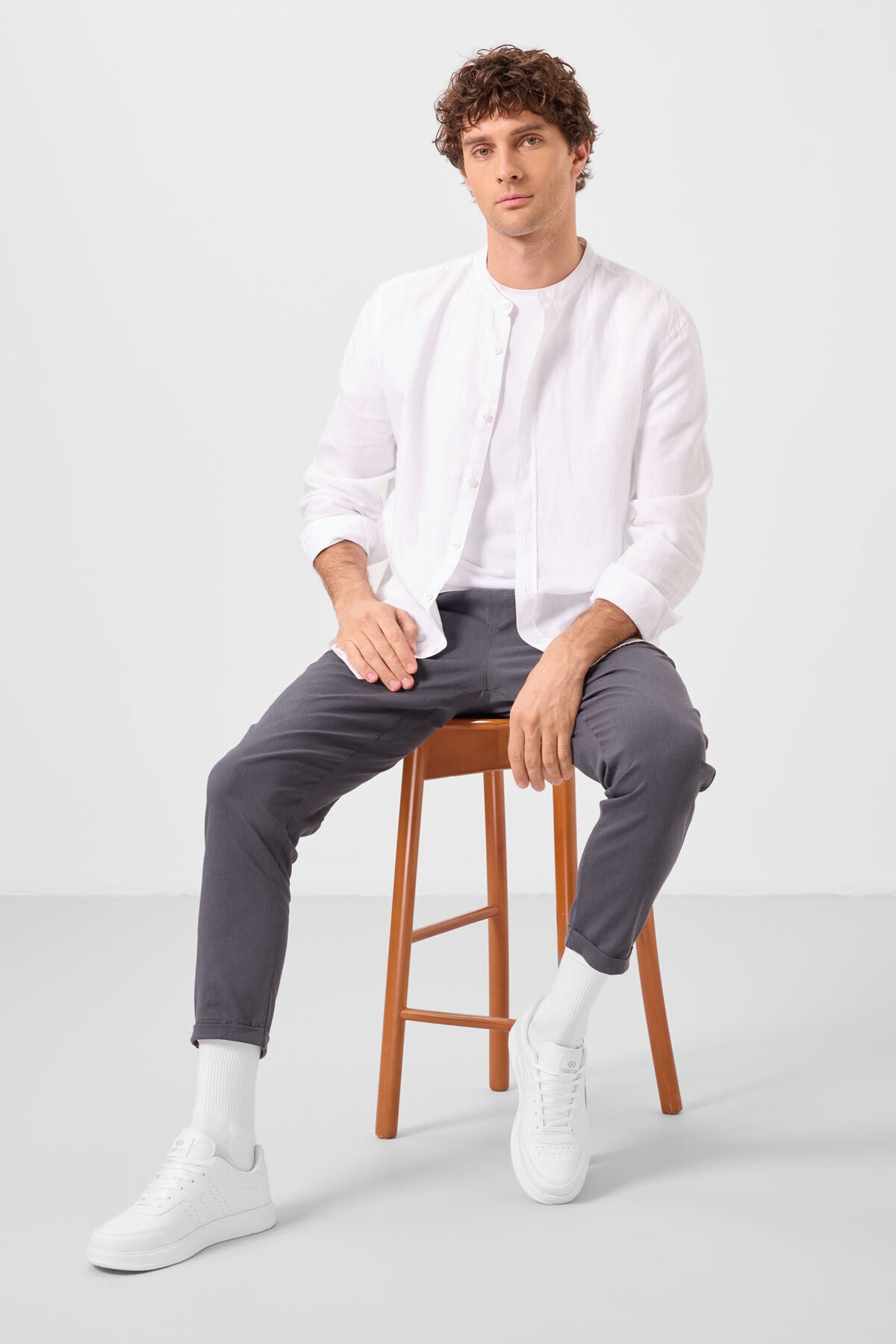 Gri Standart Fit Dokuma Hafif Esnek Chino Erkek Pantolon - 82178