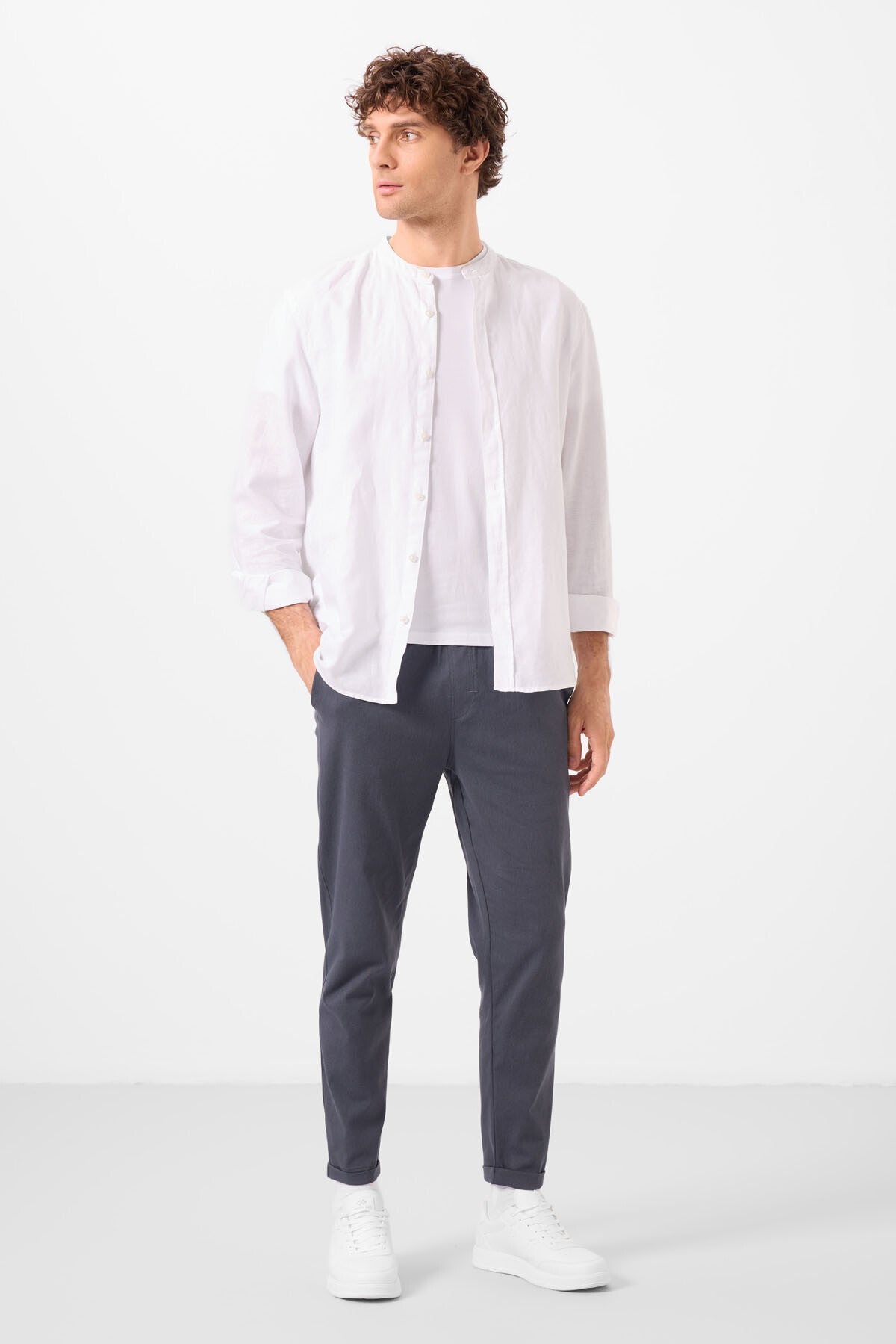 Gri Standart Fit Dokuma Hafif Esnek Chino Erkek Pantolon - 82178