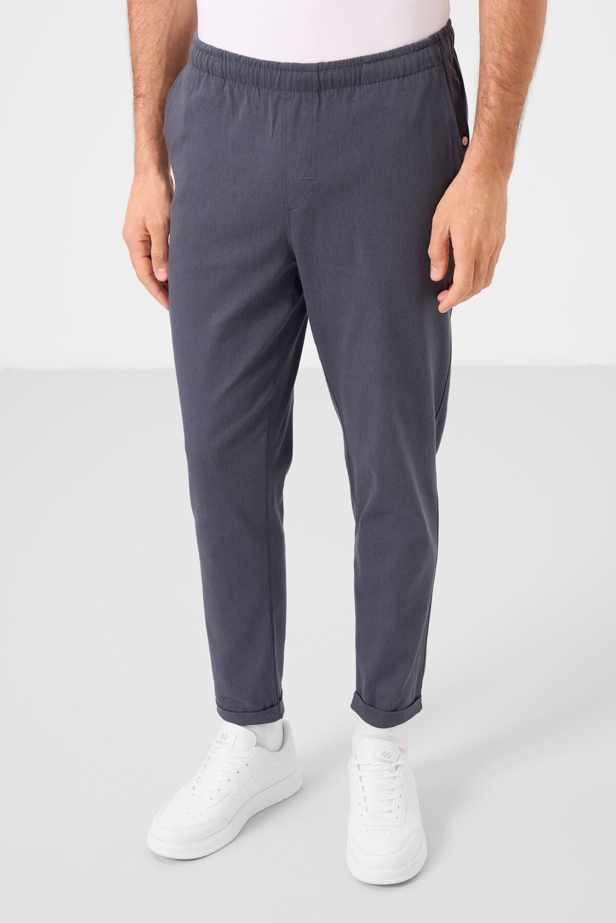 Gri Standart Fit Dokuma Hafif Esnek Chino Erkek Pantolon - 82178