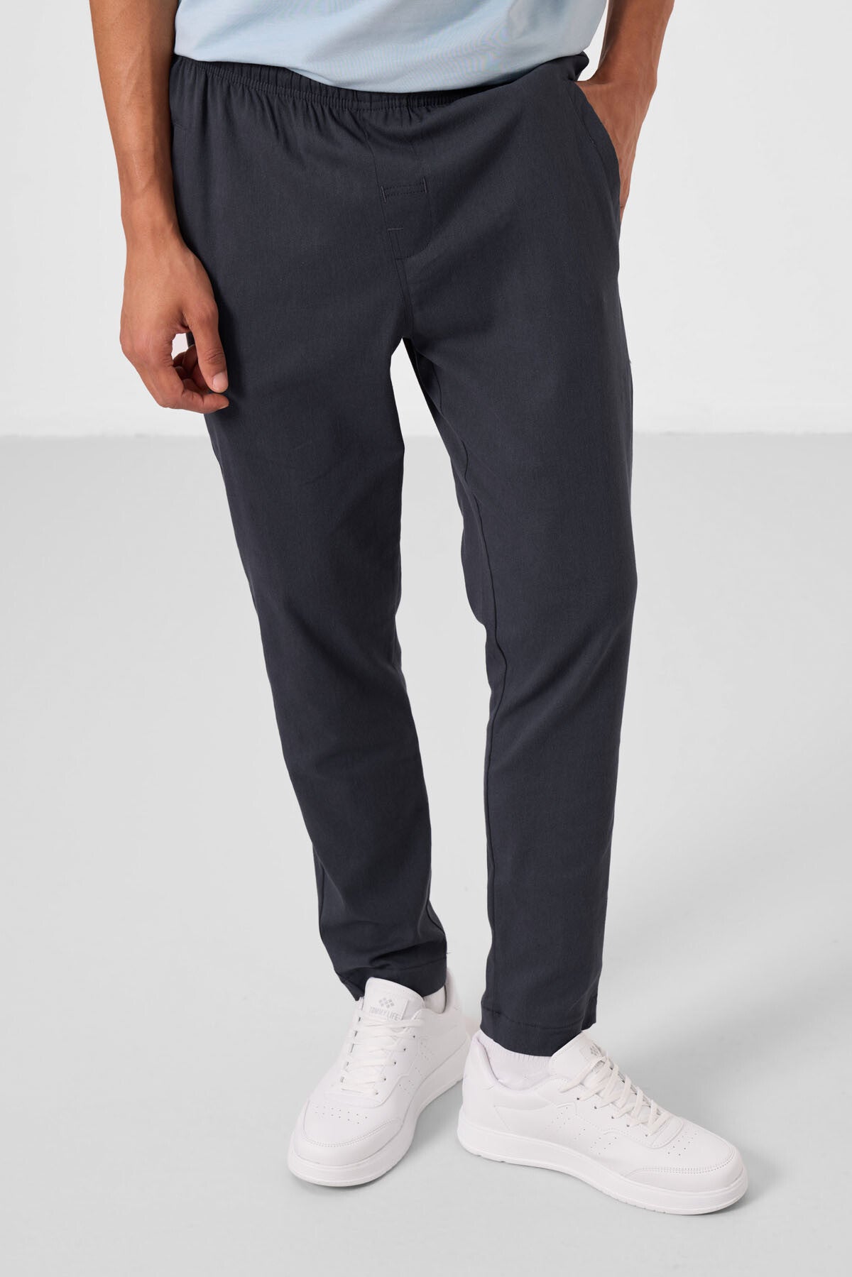 Gri Standart Fit Dokuma Hafif Esnek Chino Erkek Pantolon - 82179