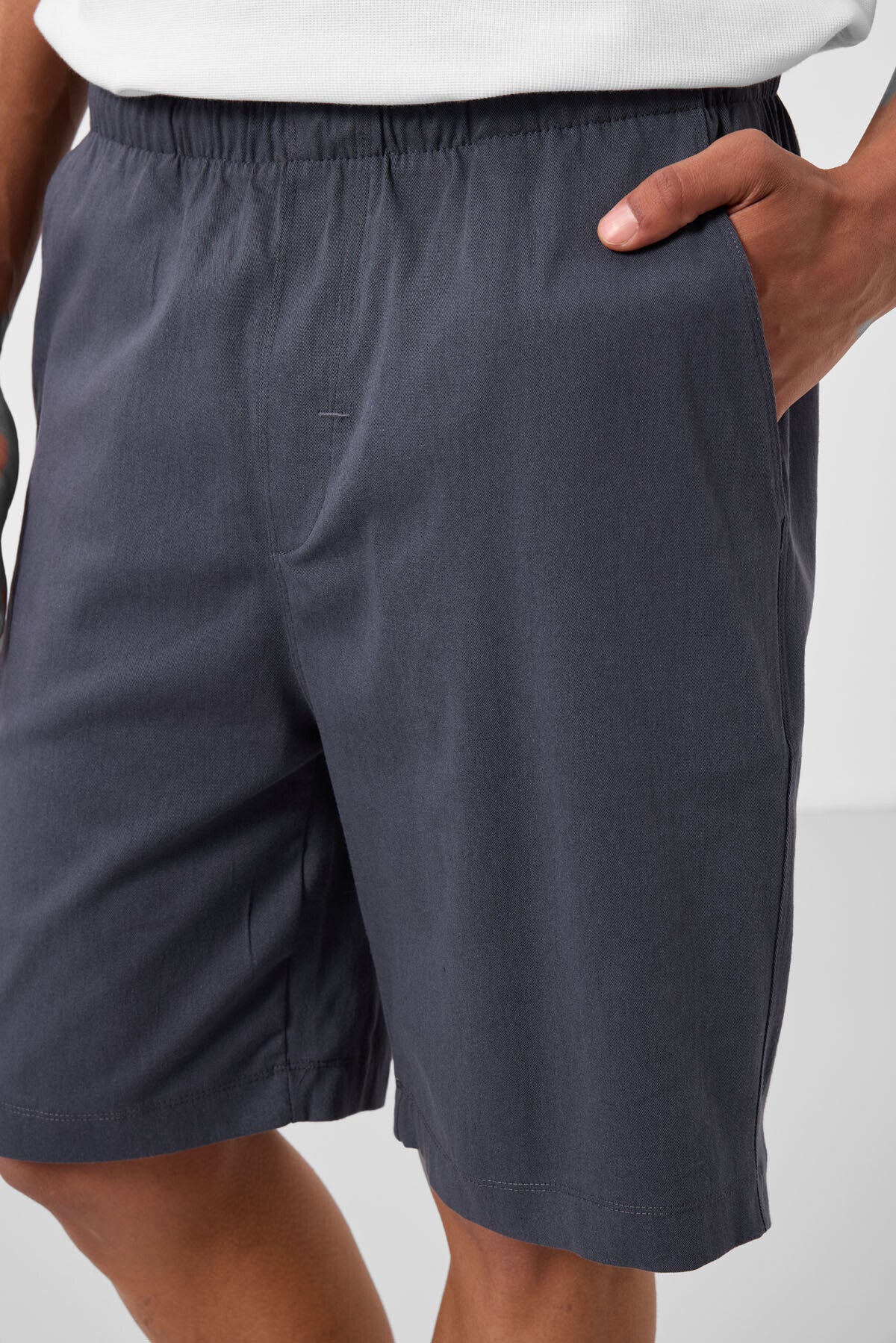 Gri Standart Fit Dokuma Hafif Esnek Chino Erkek Şort - 81291