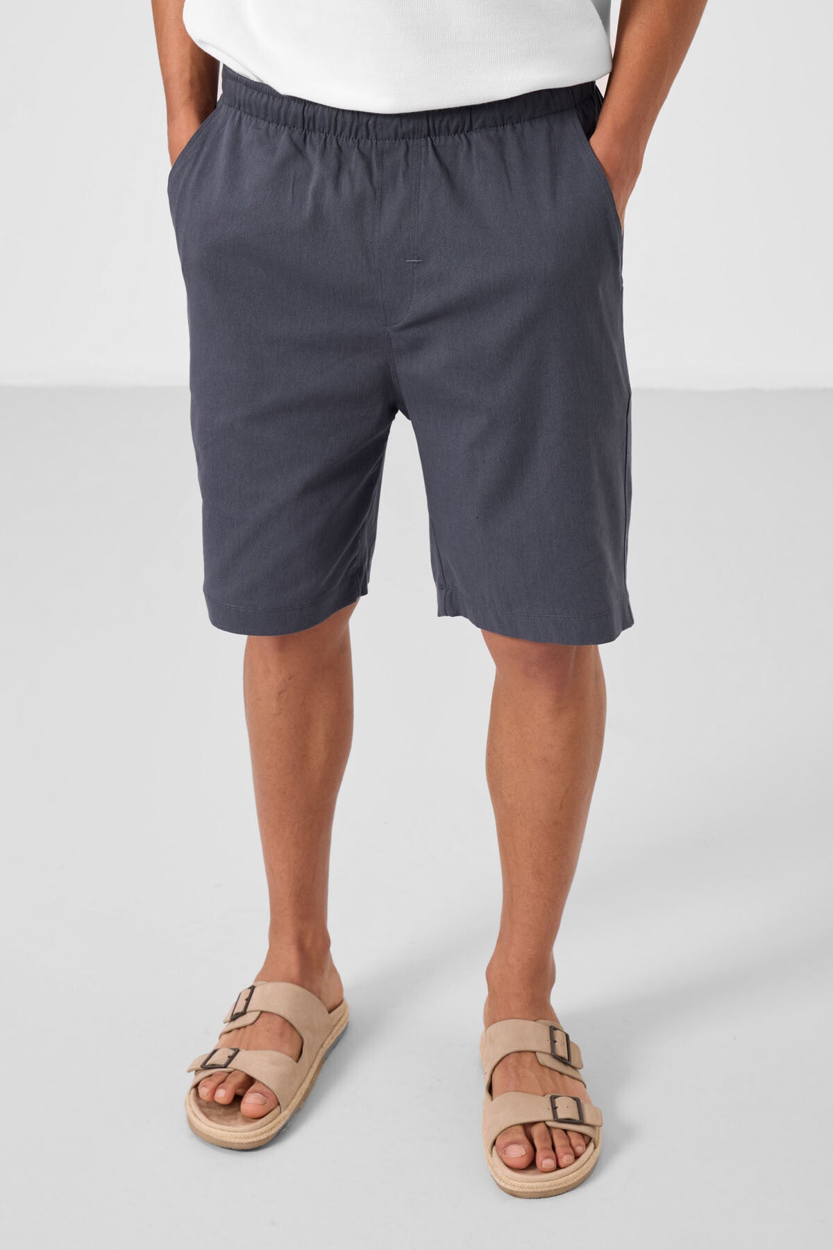 Gri Standart Fit Dokuma Hafif Esnek Chino Erkek Şort - 81291