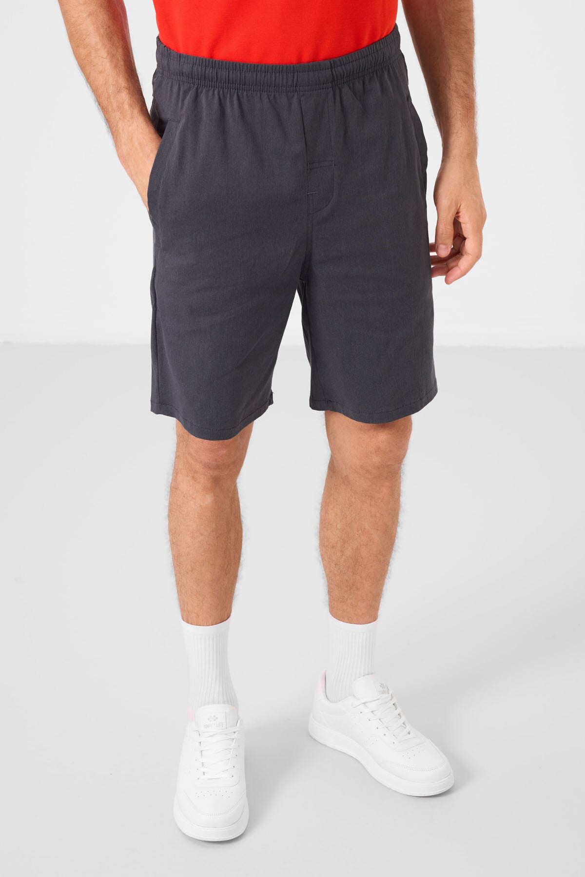 Gri Standart Fit Dokuma Hafif Esnek Chino Erkek Şort - 81292