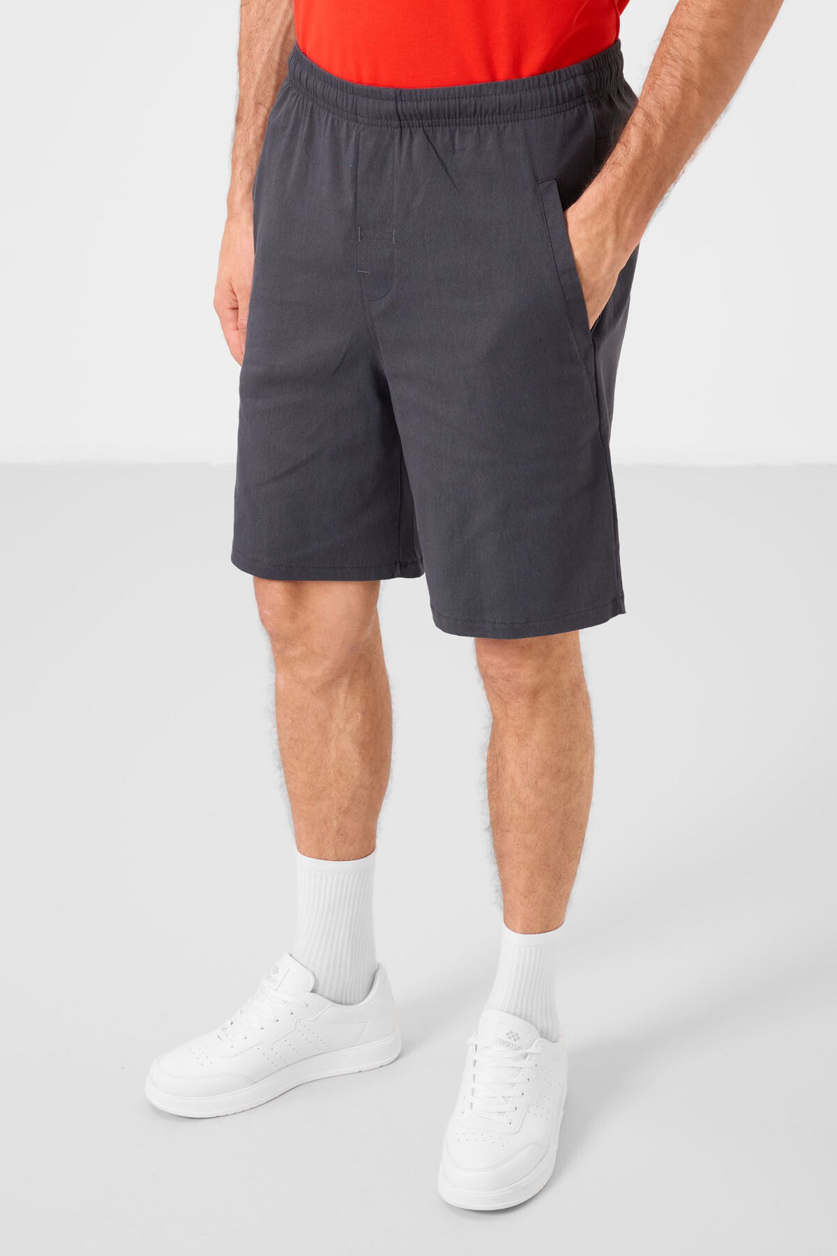 Gri Standart Fit Dokuma Hafif Esnek Chino Erkek Şort - 81292