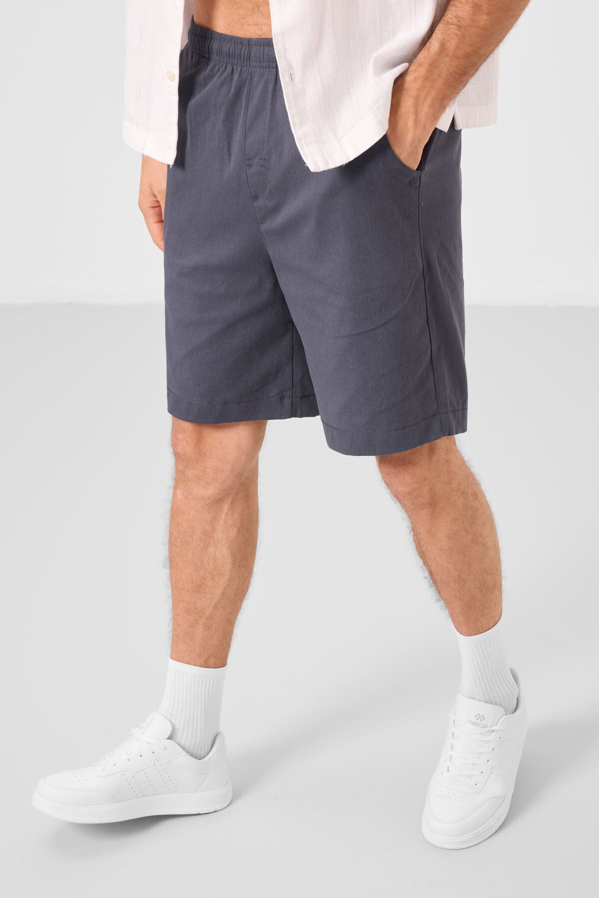 Gri Standart Fit Dokuma Hafif Esnek Chino Erkek Şort - 81293