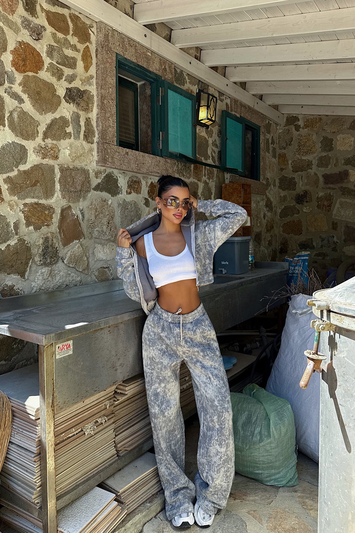 Gri Joelle Desenli Eşofman Takım ATE-3643