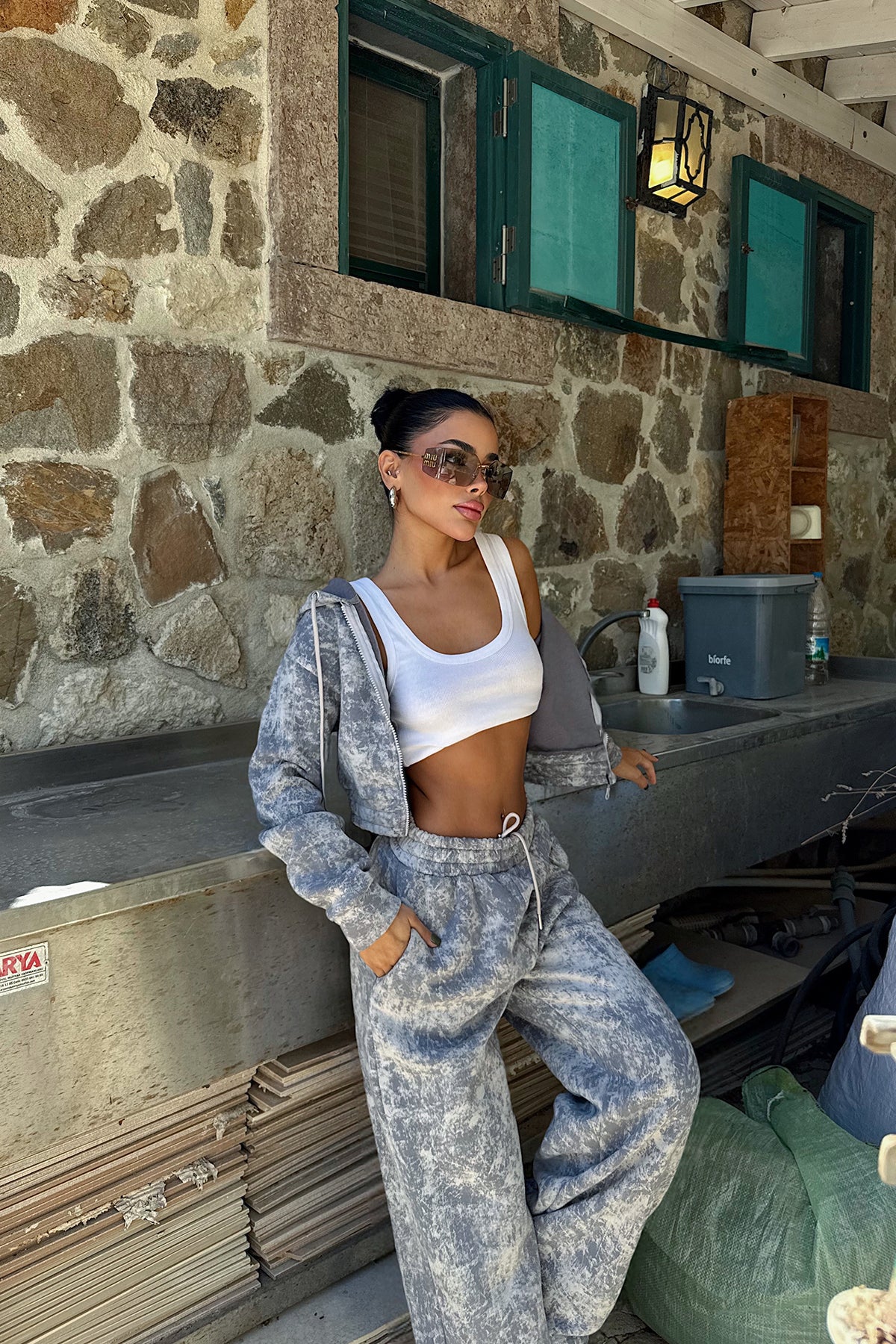 Gri Joelle Desenli Eşofman Takım ATE-3643