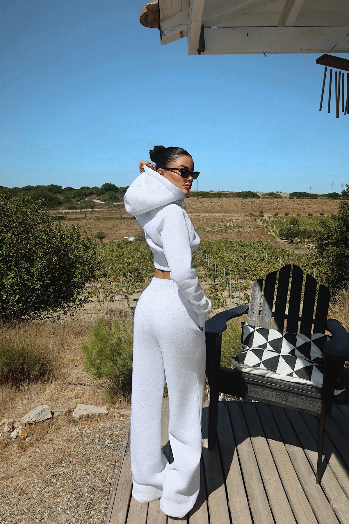 Gri Scarf Kapşonlu Eşofman Takım ATE-3698