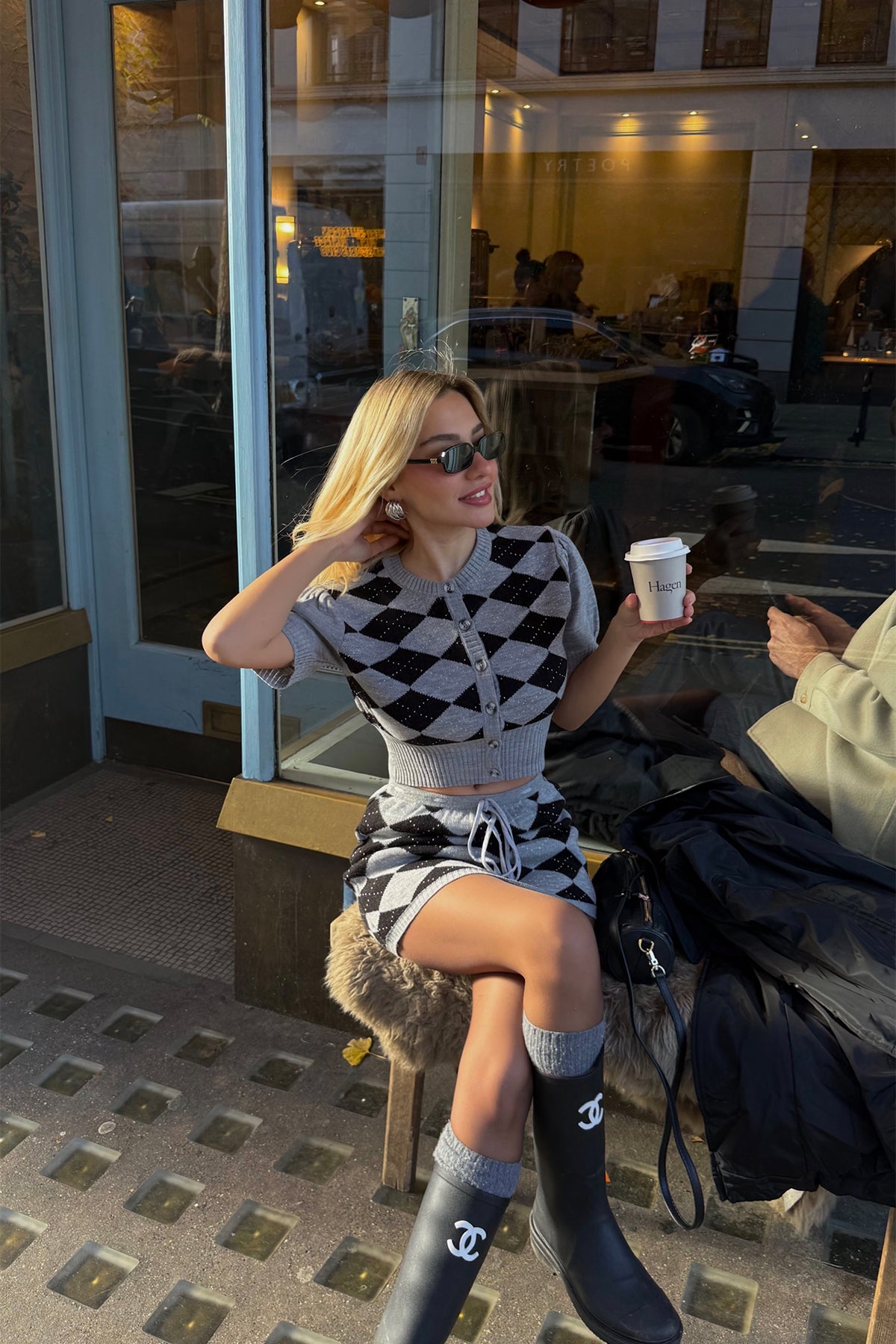 Marylebone baklava desenli triko takım ATE-4324