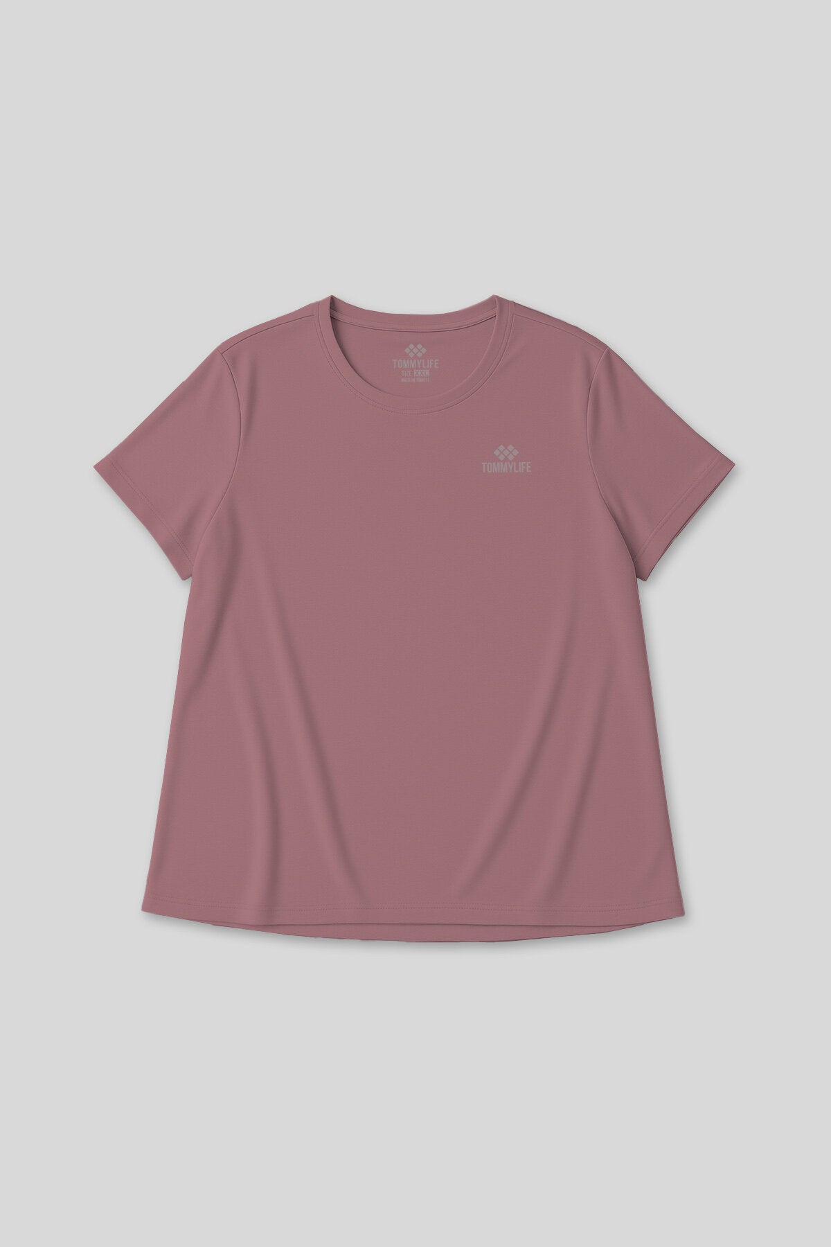 Gül Kurusu Baskılı O Yaka Rahat Form Battal Büyük Beden Kadın T-Shirt - 97308