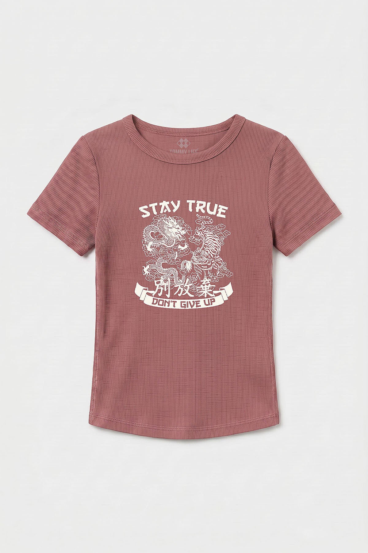 Gül Kurusu Standart Fit Baskılı Kısa Kollu Kadın T-Shirt - 97201