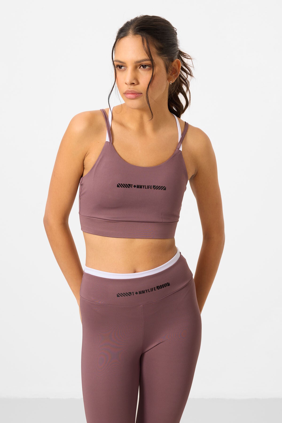 Gül Kurusu Esnek Standart Fit Performans Kadın Tayt Takım - 95333