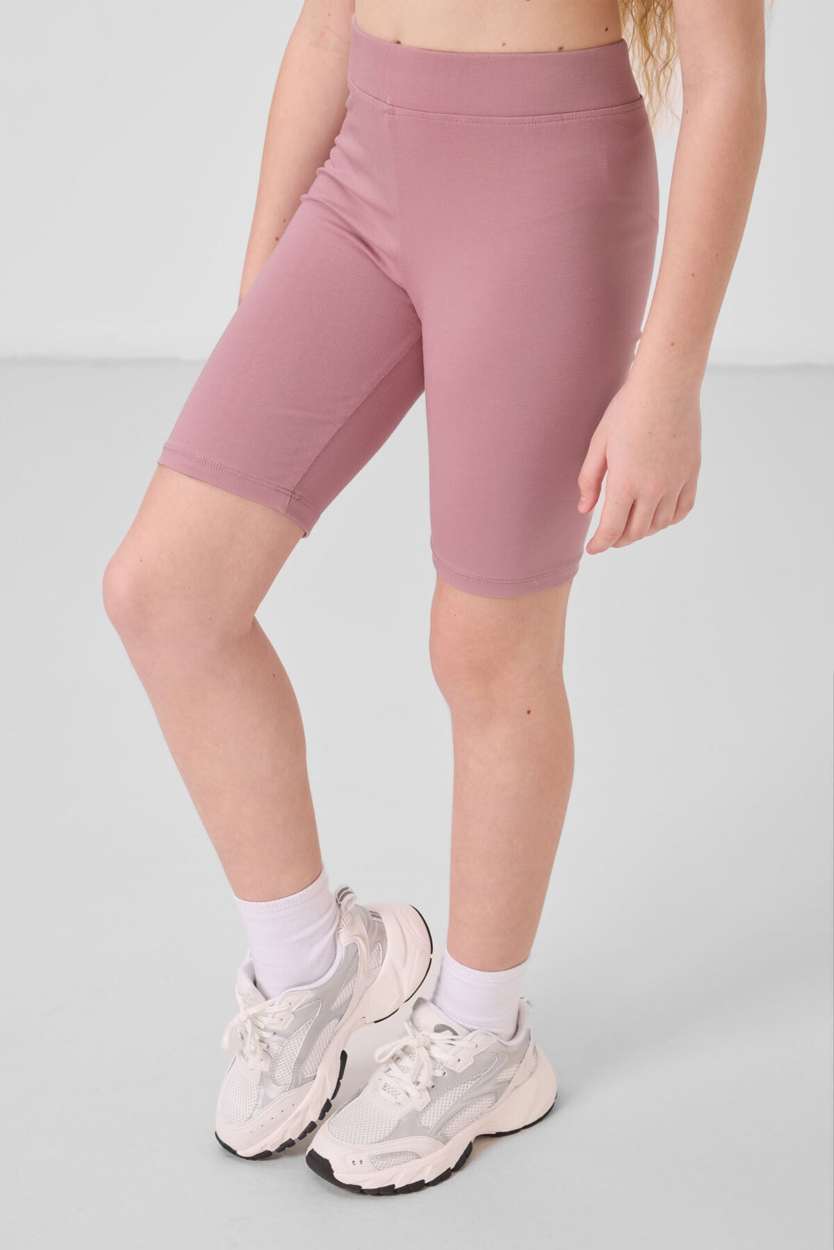 Gül Kurusu Pamuklu Kısa Paça Standart Fit Basic Kız Çocuk Tayt - 75188