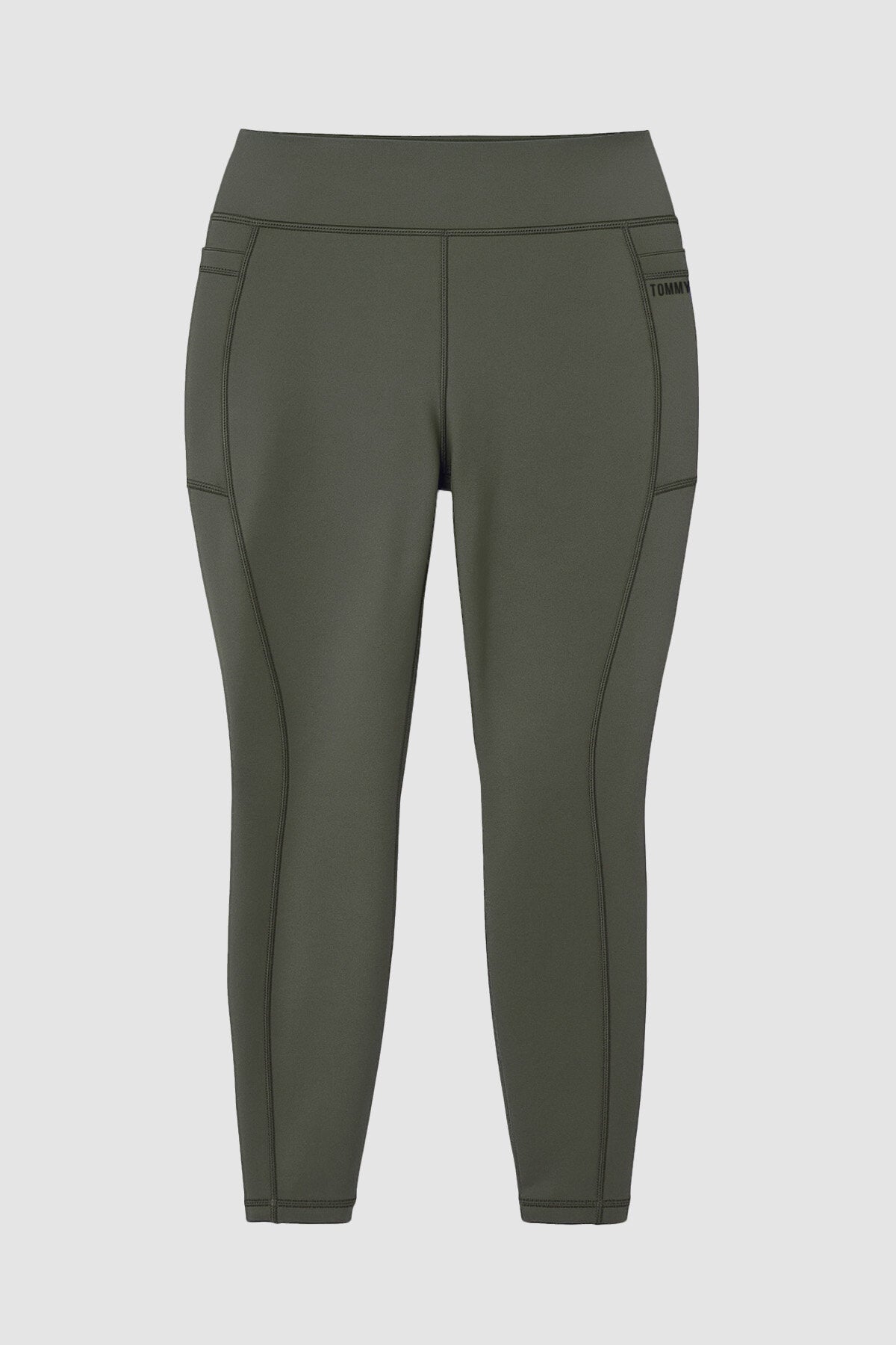 Haki Esnek Standart Fit Performans Battal Büyük Beden Kadın Tayt - 94652