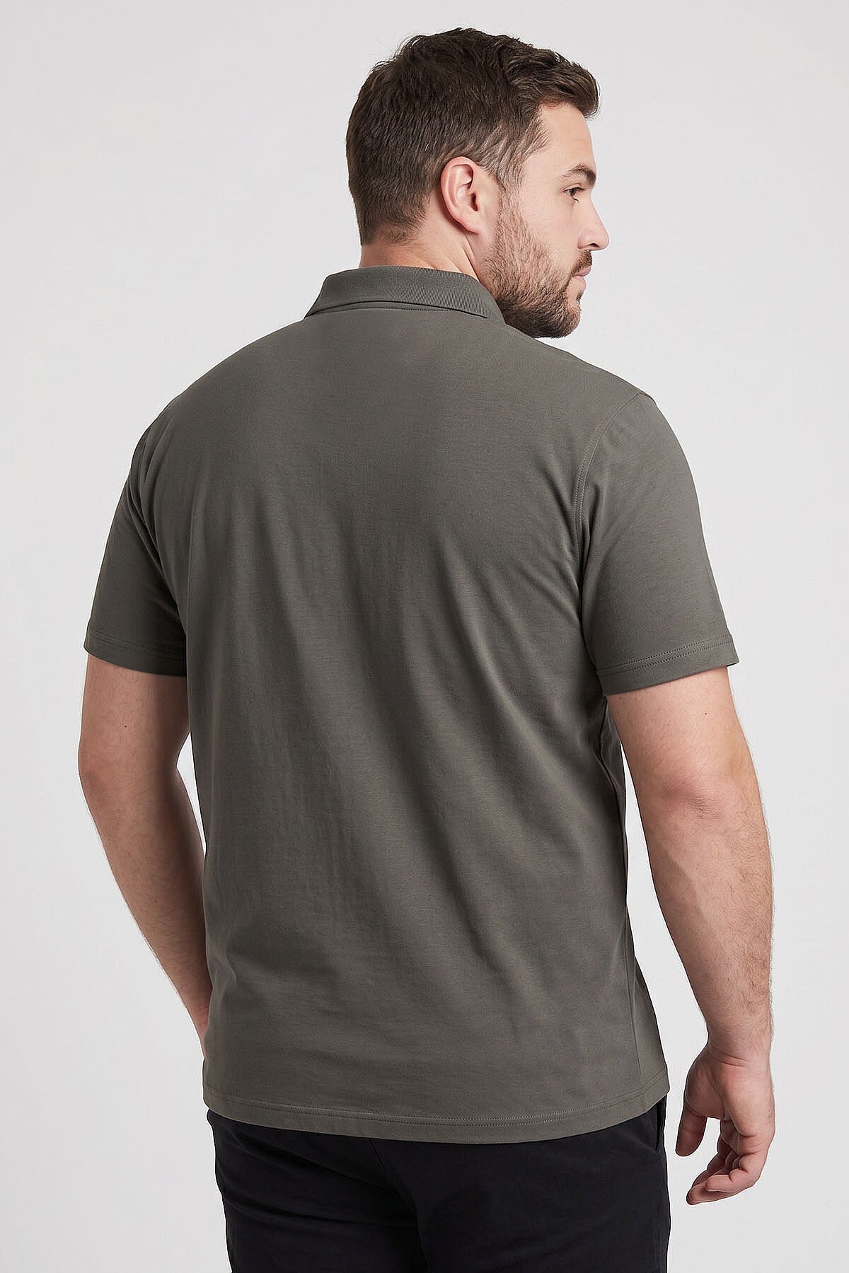 Haki Polo Yaka Büyük Beden Battal Erkek T-Shirt - 88511