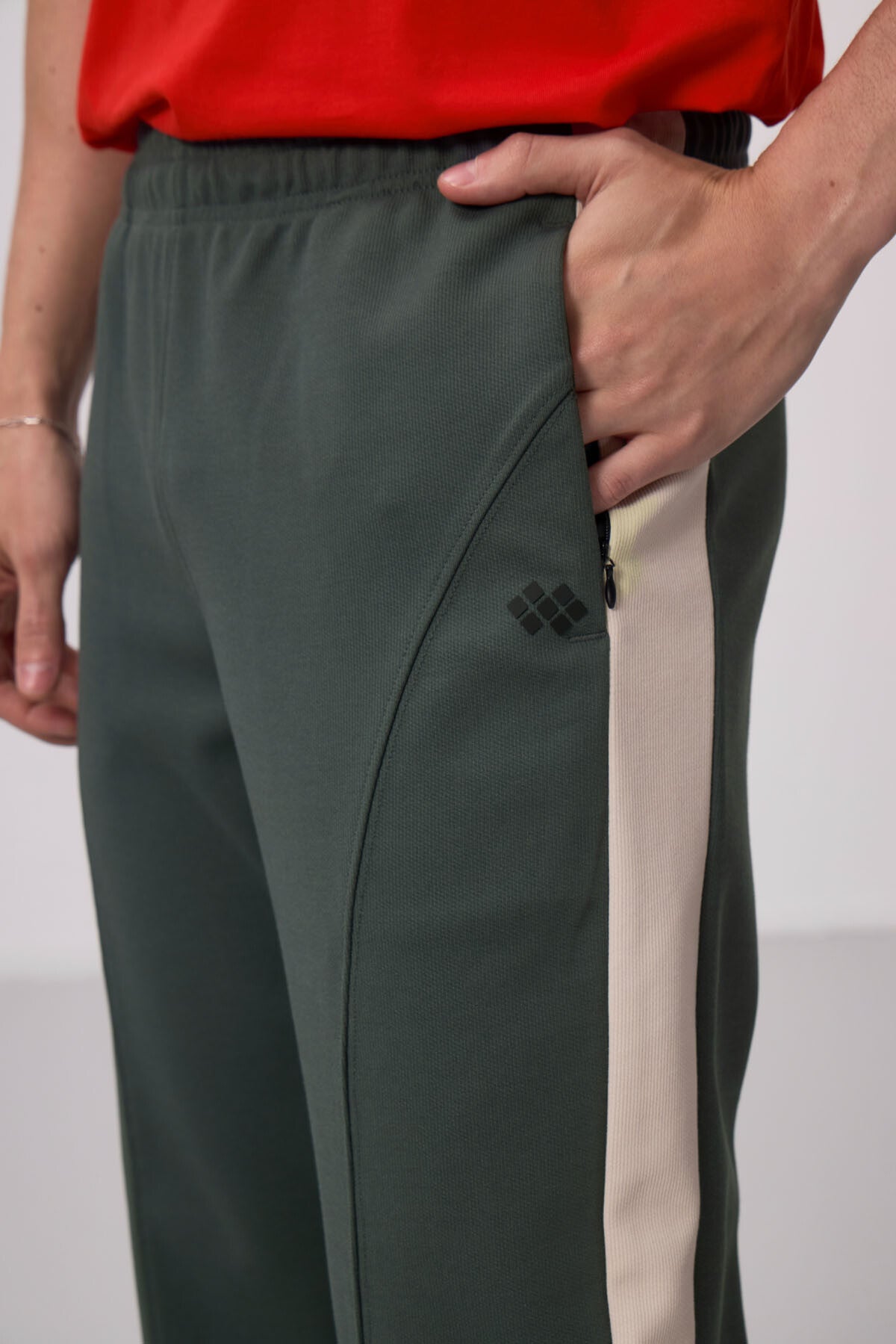 Haki Yüzeyi Dokulu Standart Fit Palazzo Erkek Pantolon - 82171