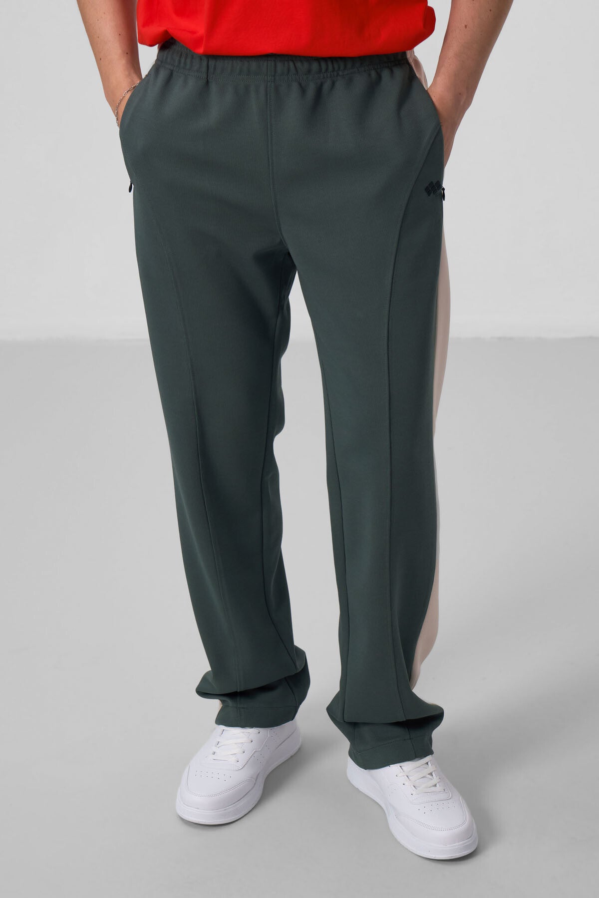 Haki Yüzeyi Dokulu Standart Fit Palazzo Erkek Pantolon - 82171