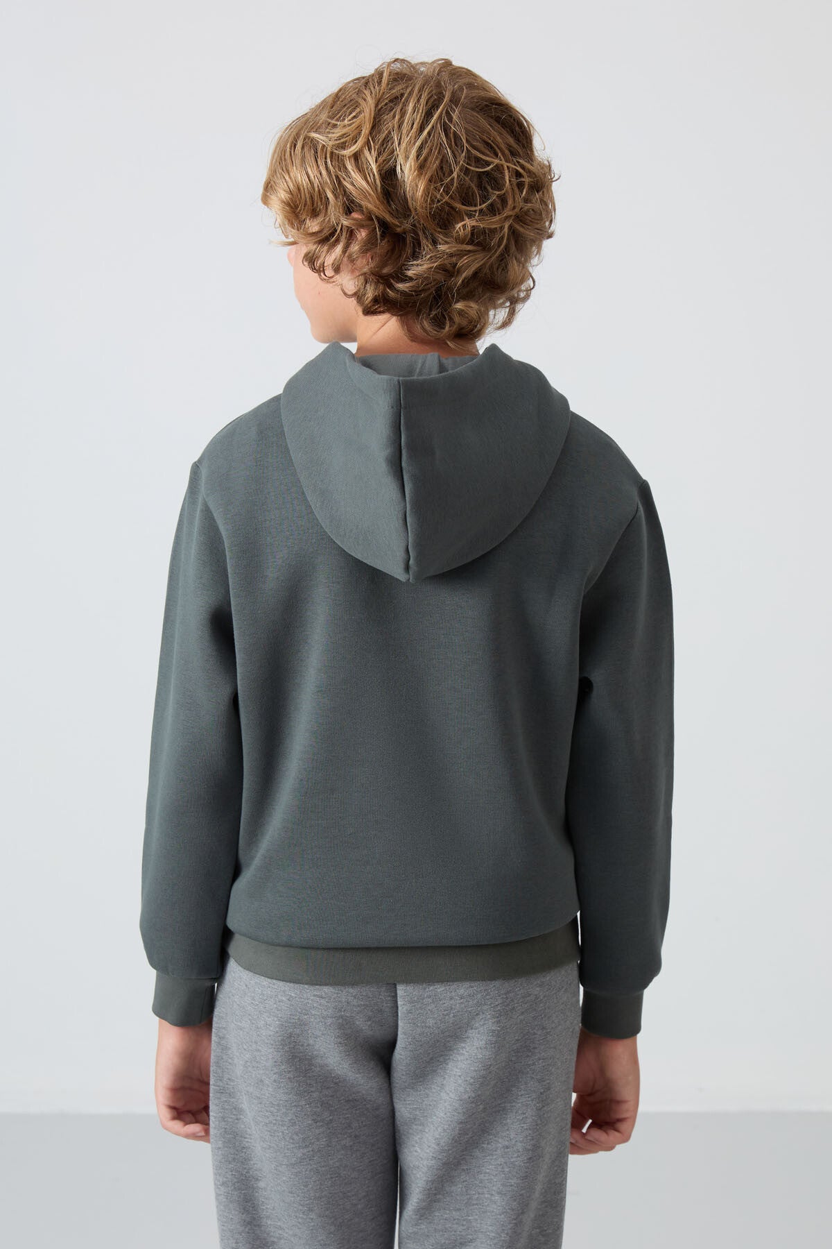 Haki Pamuklu Kalın İçi Tüylü Yumuşak Dokulu Standart Fit Baskılı Erkek Çocuk Sweatshirt - 11215