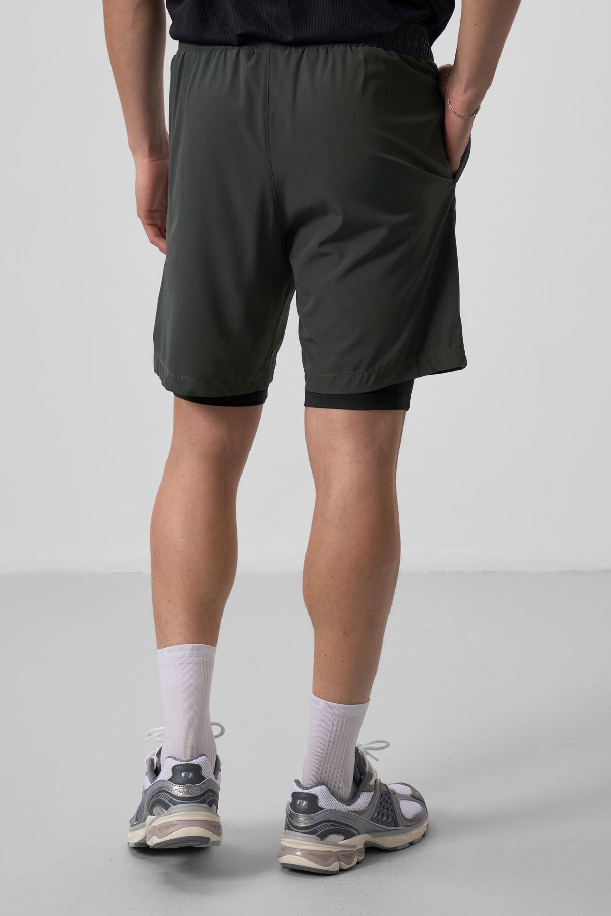 Haki İnce Yumuşak Standart Fit Erkek Taytlı Şort - 81287