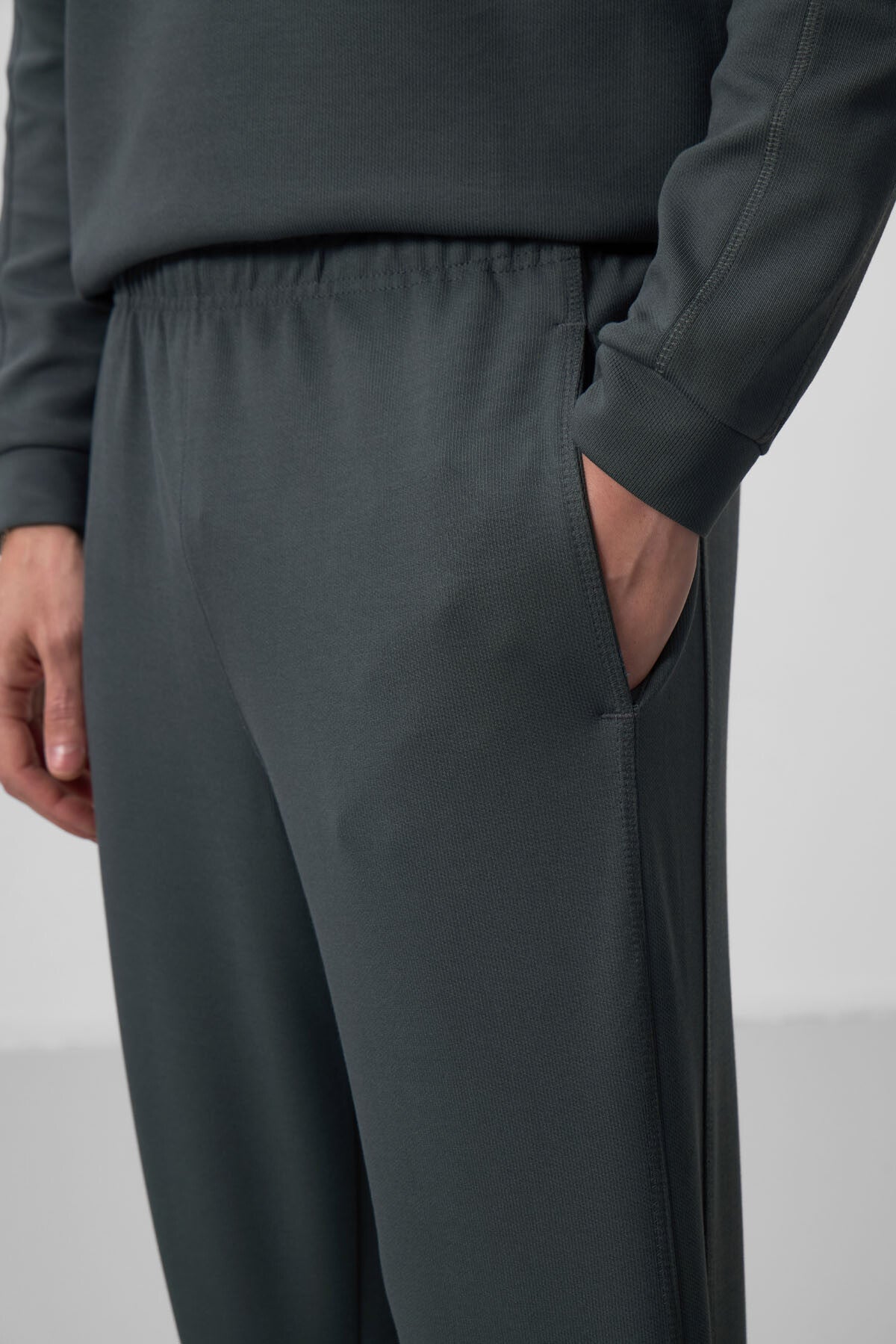 Haki Yüzeyi Dokulu Oversize Erkek Eşofman Takım - 85275