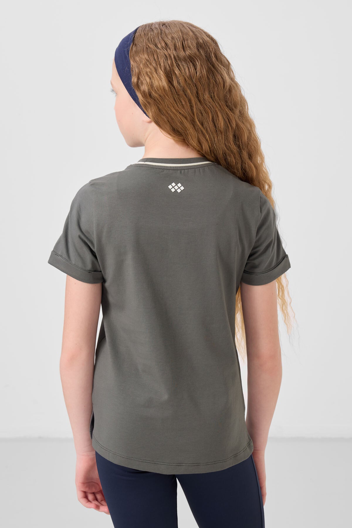 Haki Pamuklu O Yaka Standart Fit Basic Kız Çocuk T-Shirt - 75177