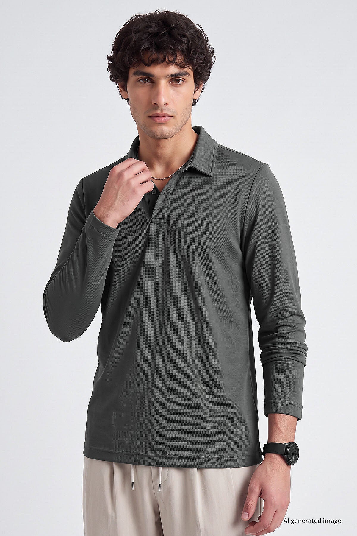 Haki Rahat Form Basic Erkek Polo Yaka T-Shirt - 88512