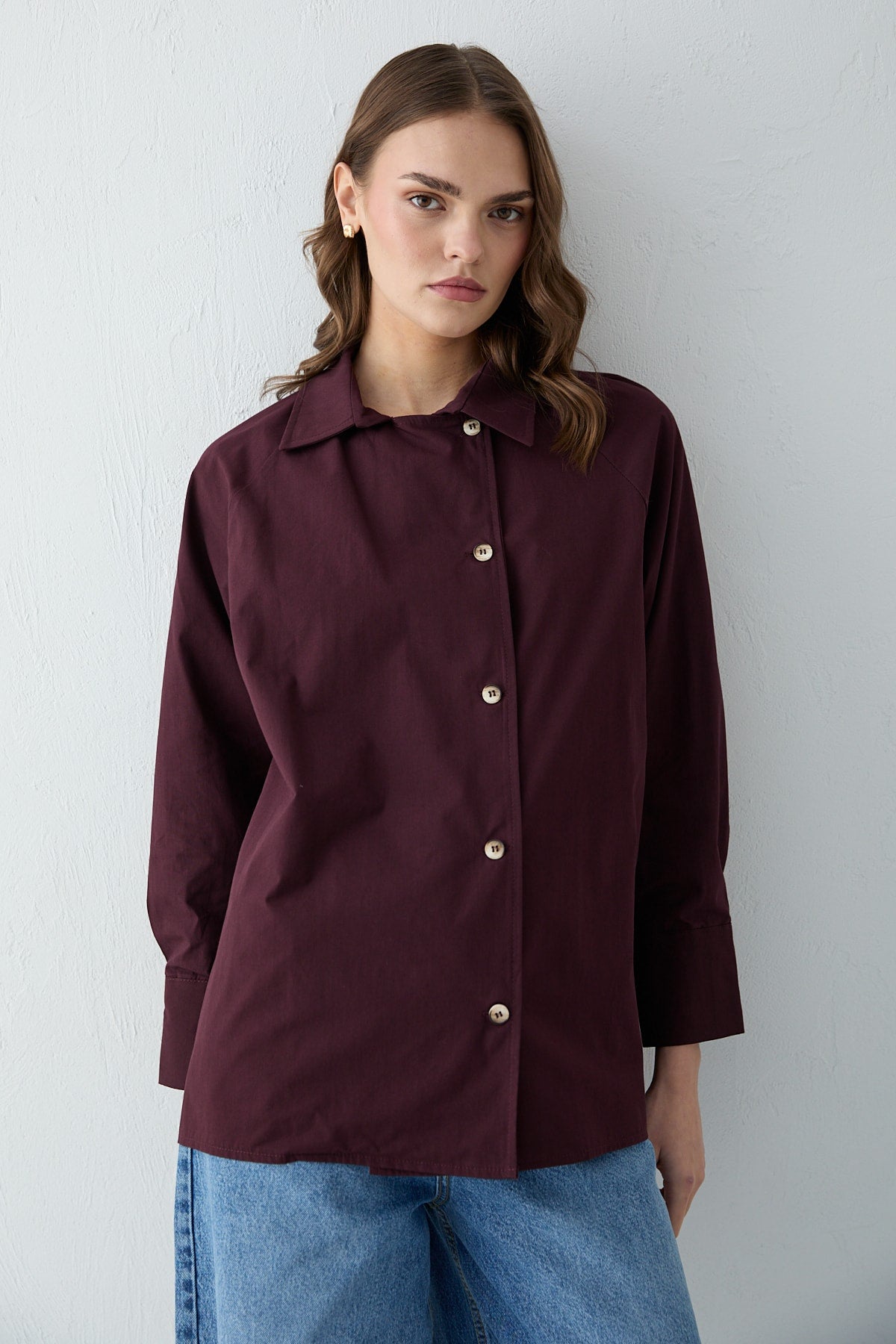 Düğmeli Poplin Gömlek 32-2703