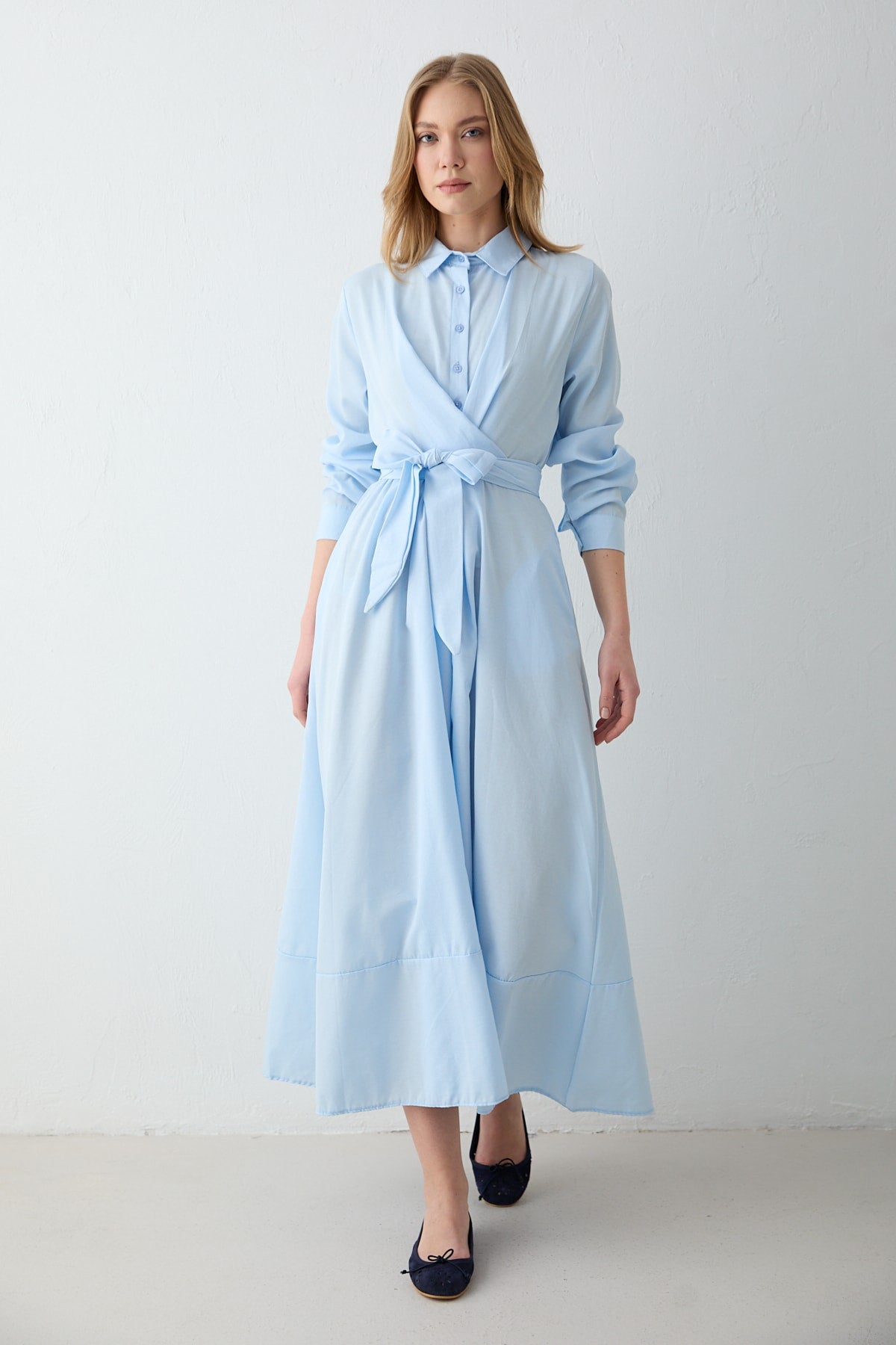 Bağlamalı Poplin Elbise 68-6163-1