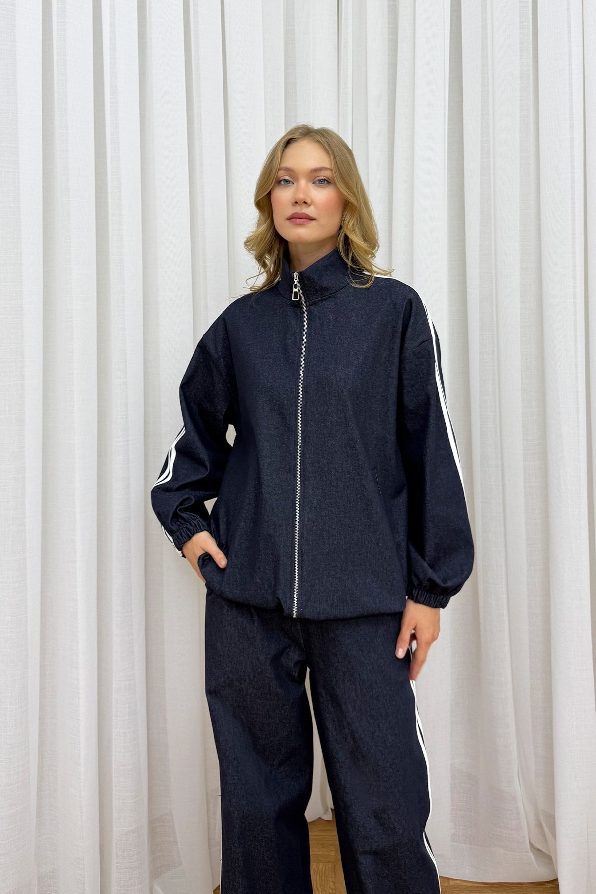 Şeritli Denim Takım 32-2201