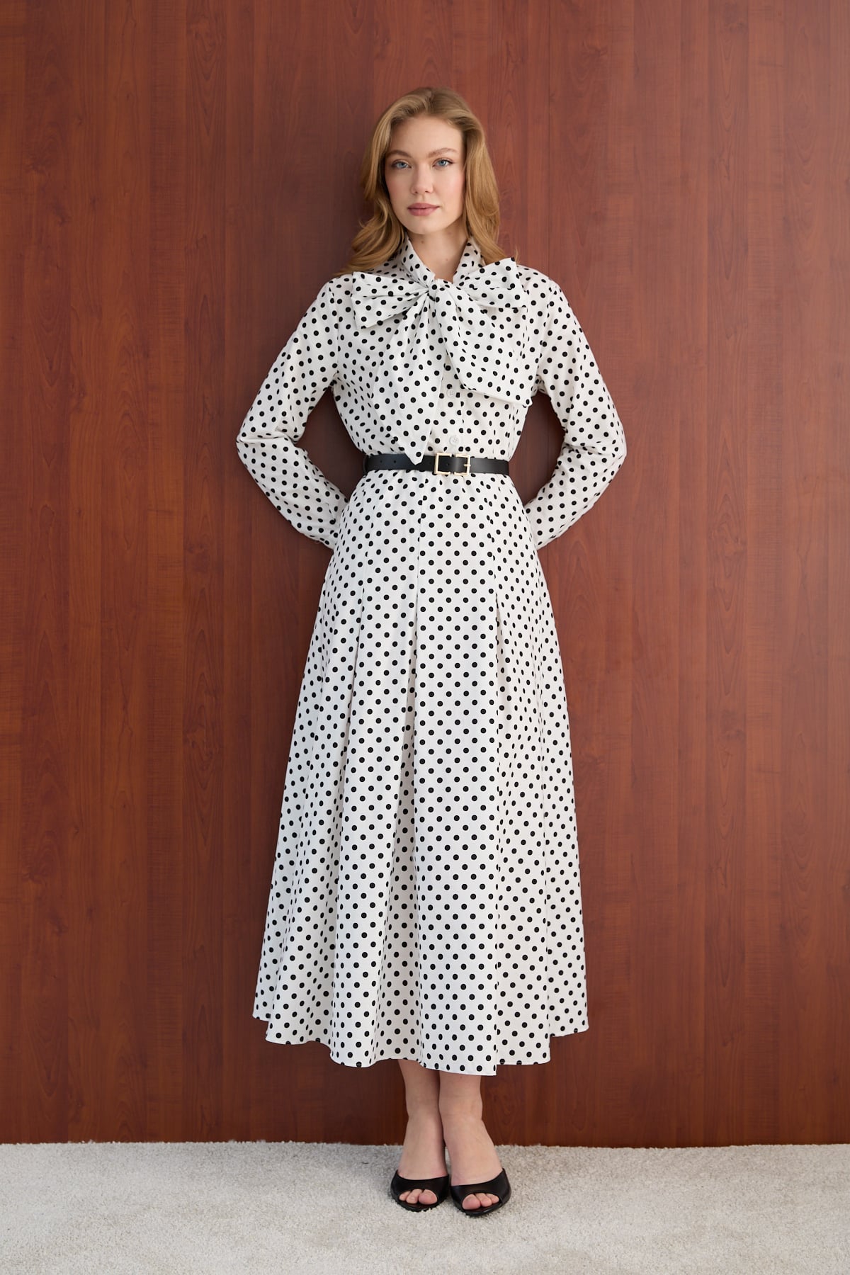 Puantiye Poplin Elbise 32-2766