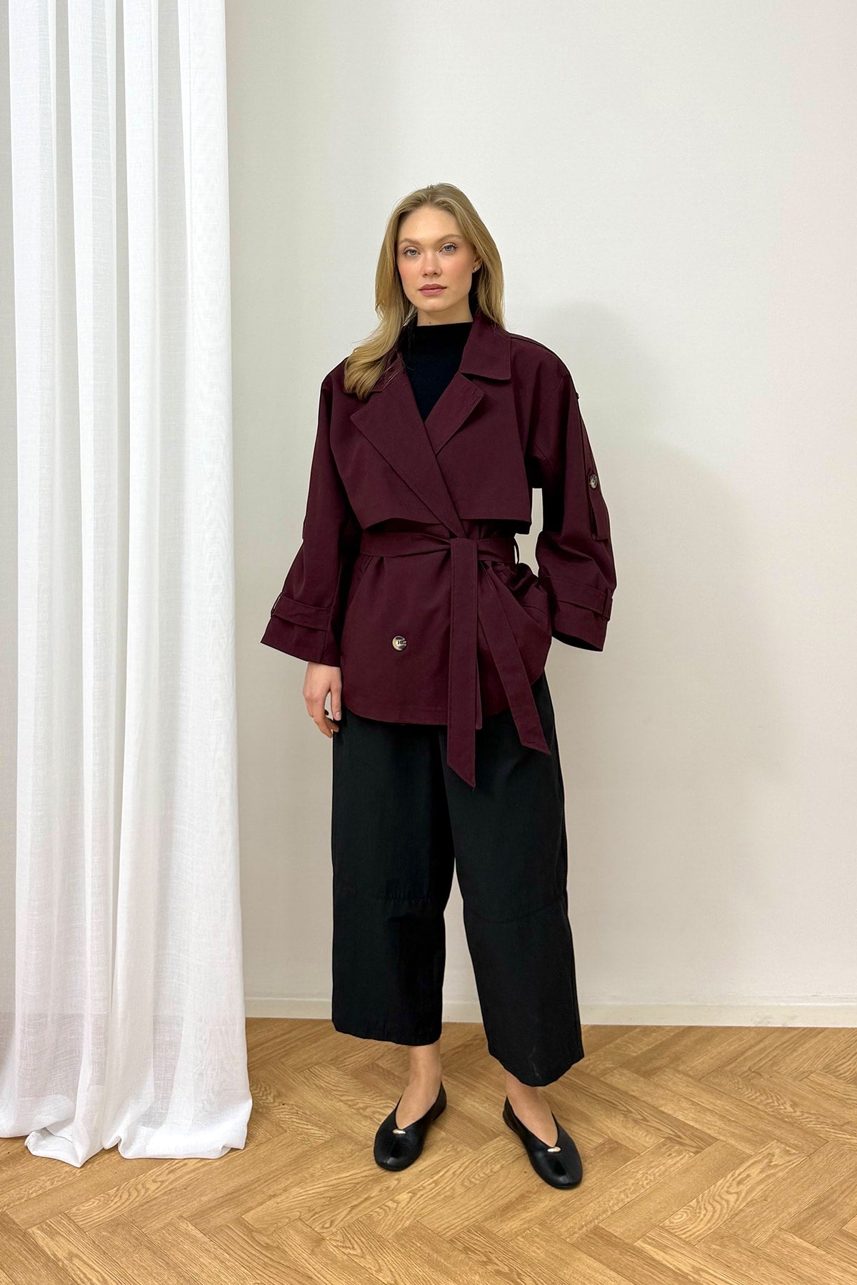 Oversize Kısa Trench 90-3010