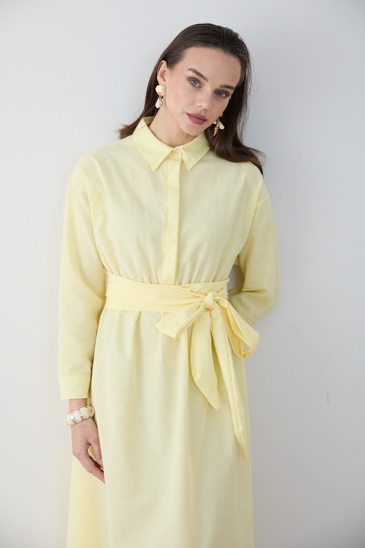 Kuşaklı Poplin Elbise 68-6302