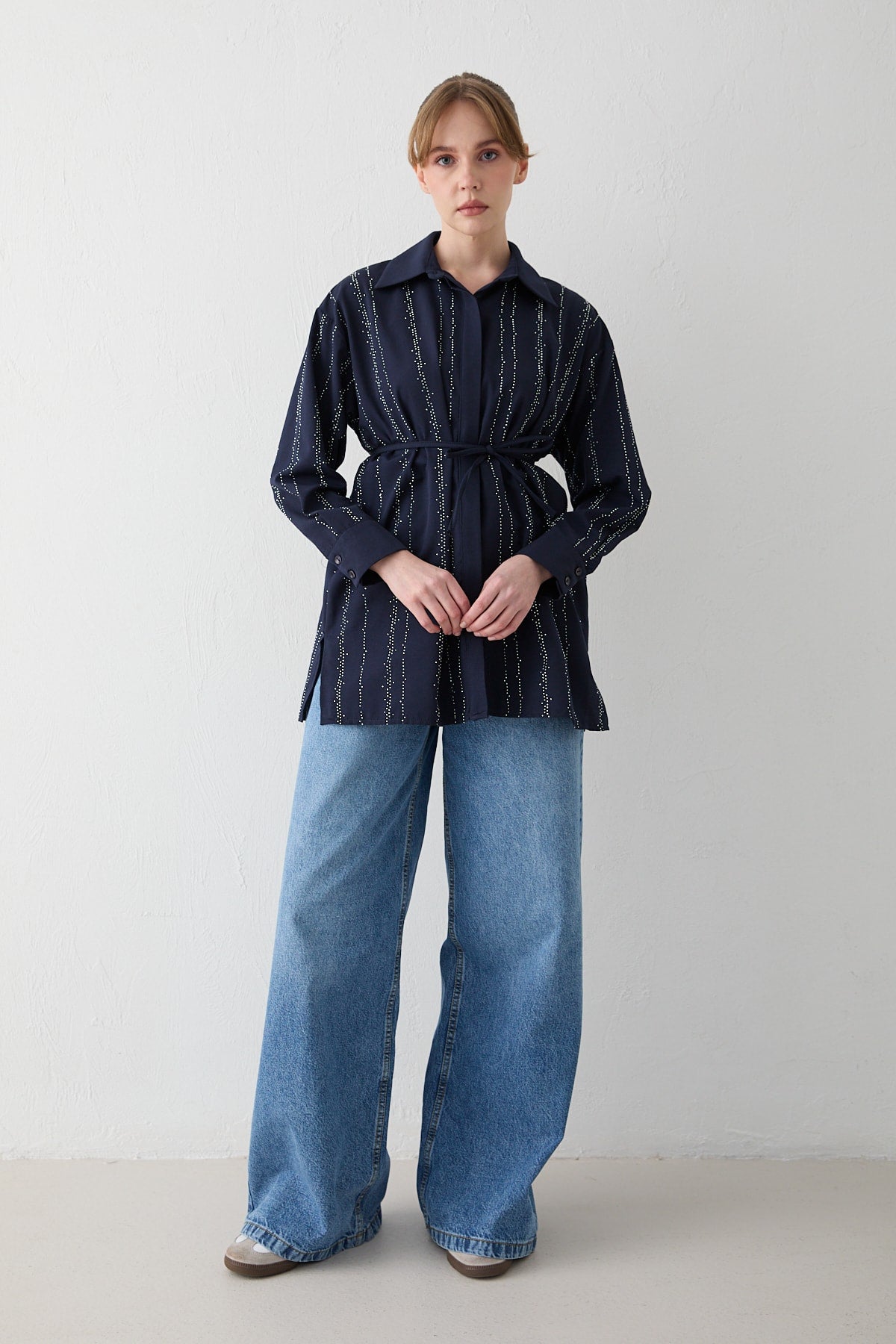 Taşlı Poplin Gömlek 32-2620