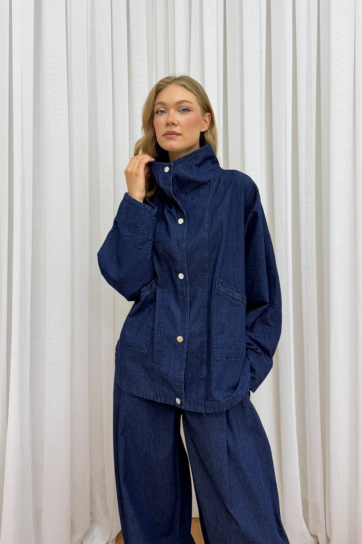 Çıtçıtlı Denim Takım 85-964