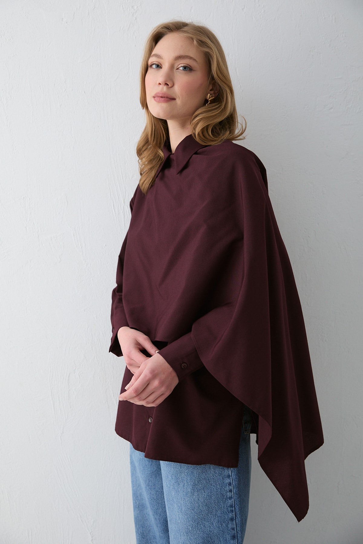 Şal Detaylı Poplin Gömlek 32-2757