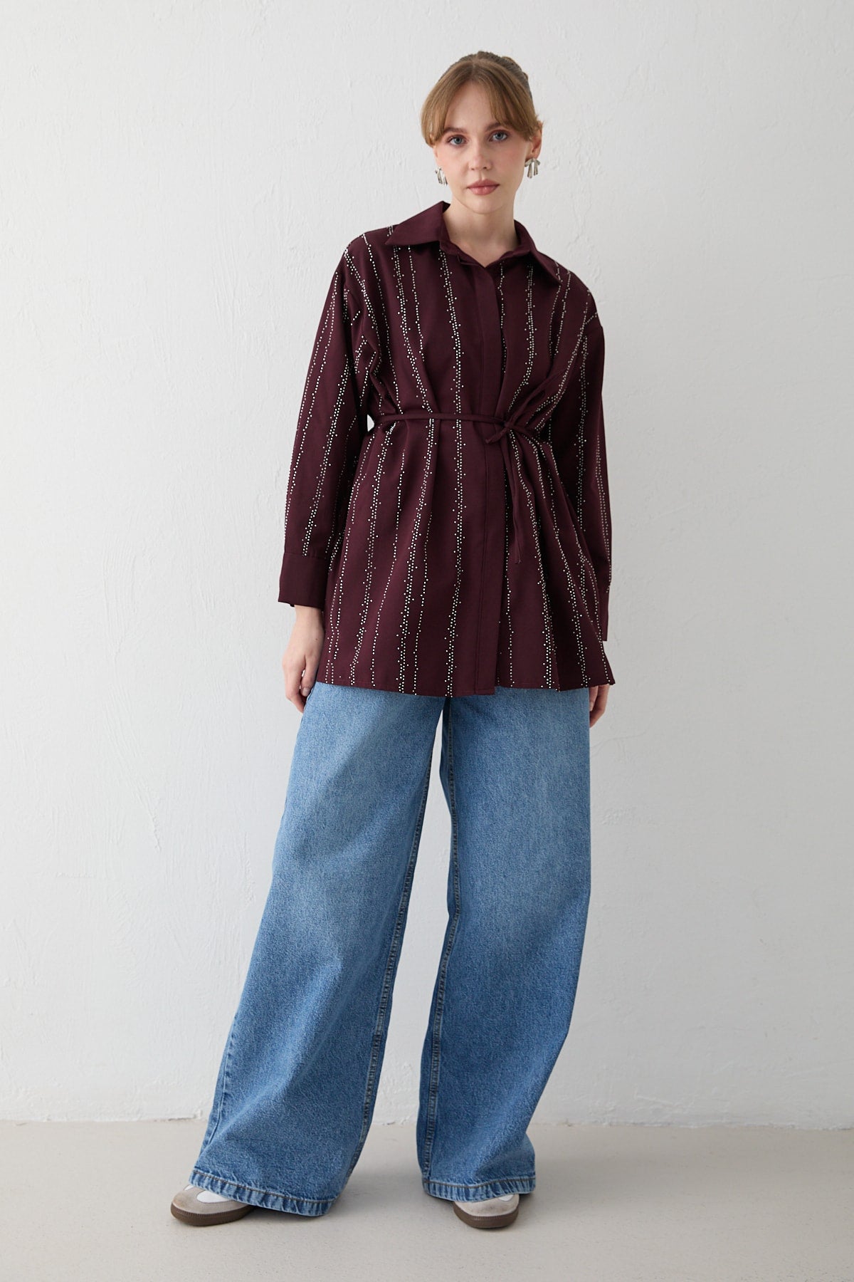 Taşlı Poplin Gömlek 32-2620