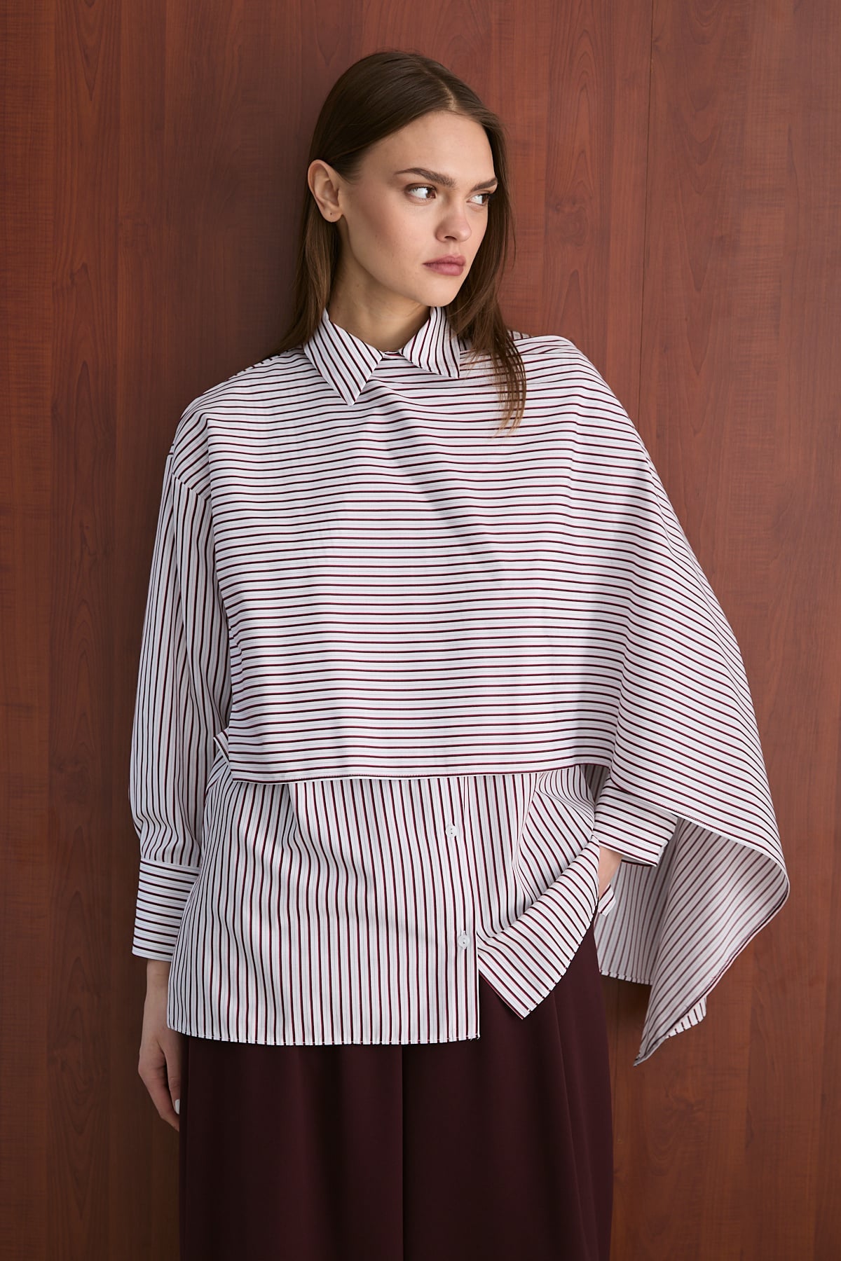 Şal Detaylı Poplin Gömlek 32-2756