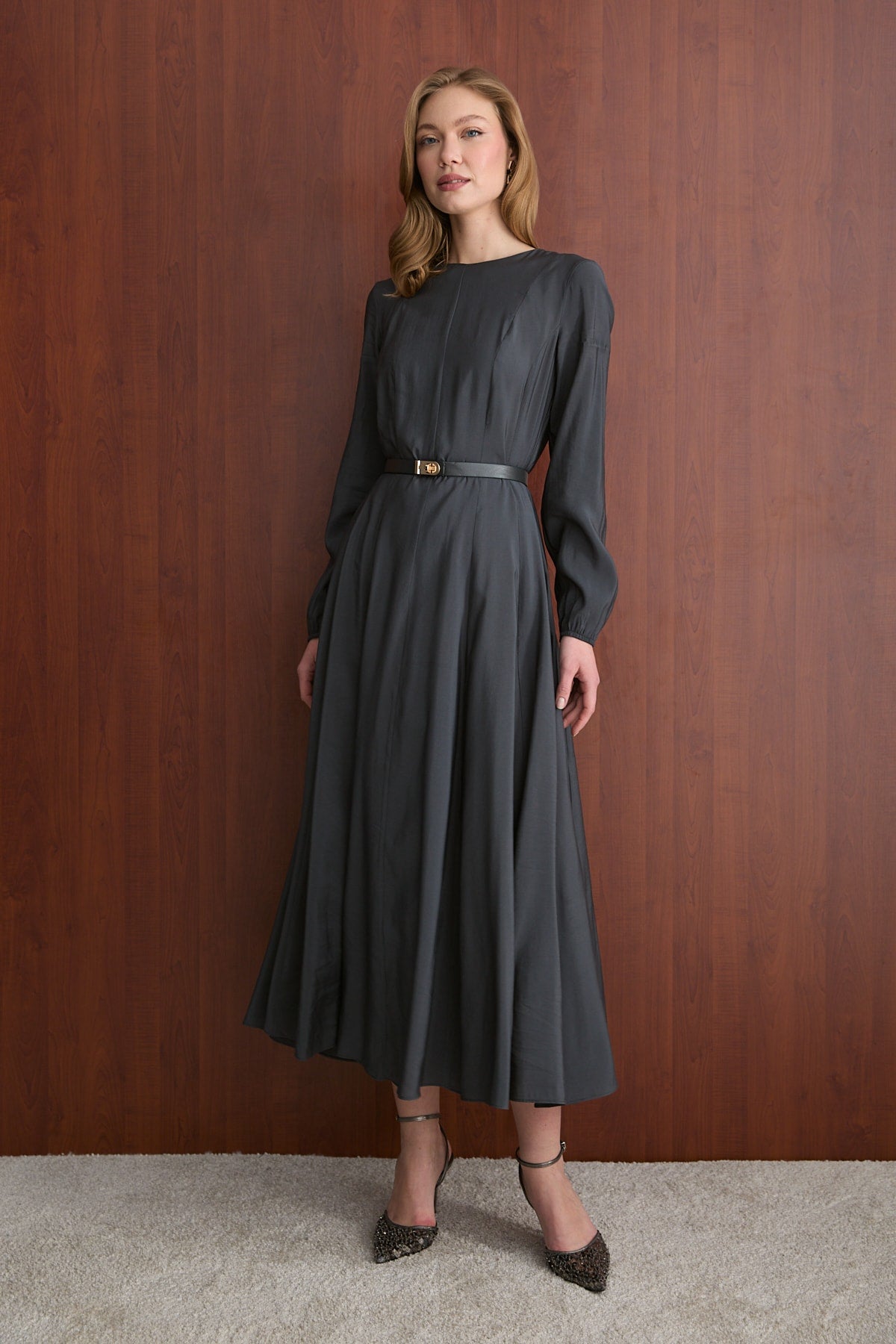 Kemerli Modal Elbise 32-2609