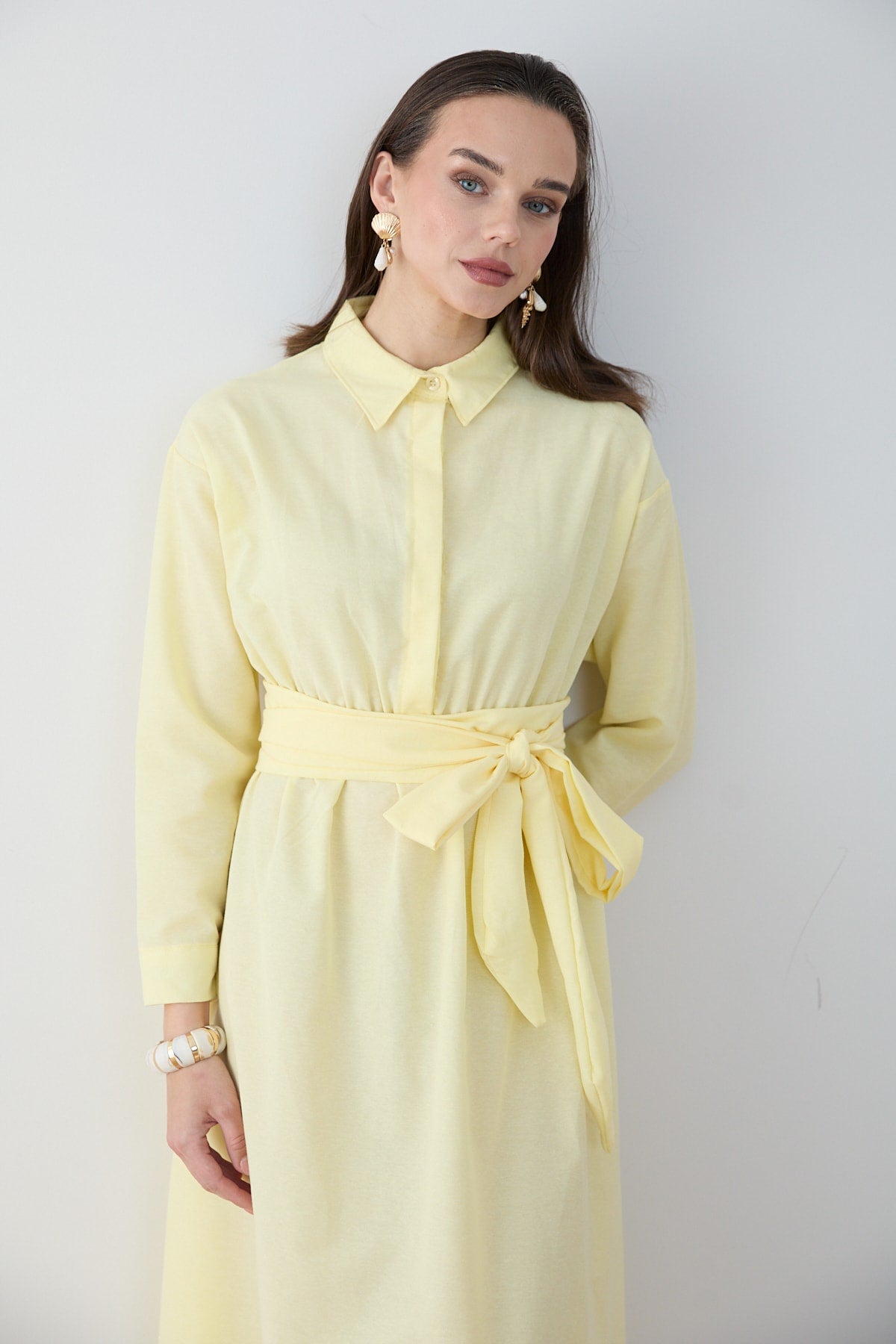 Kuşaklı Poplin Elbise 68-6302
