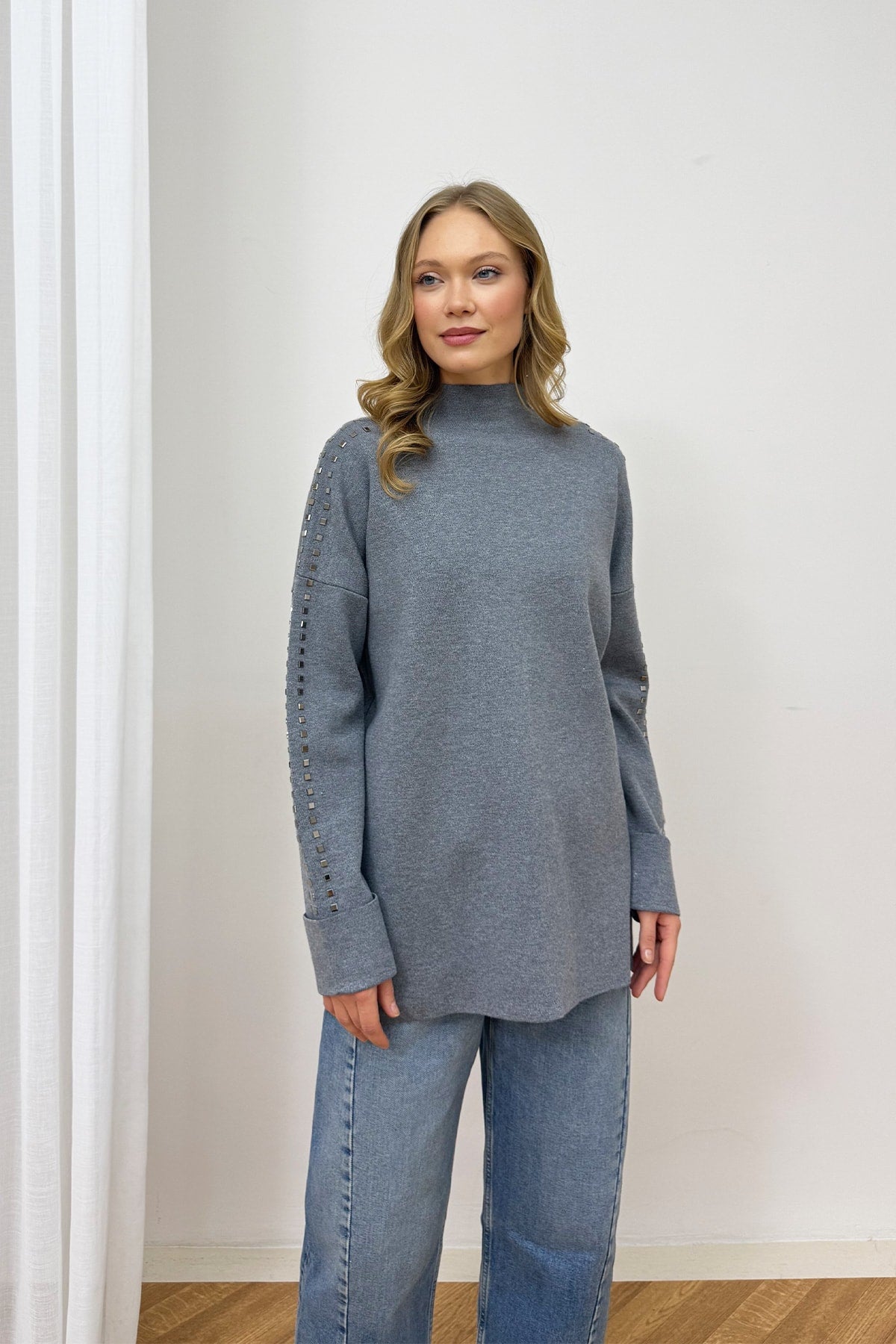 Aksesuarlı Triko Tunik 87-26150