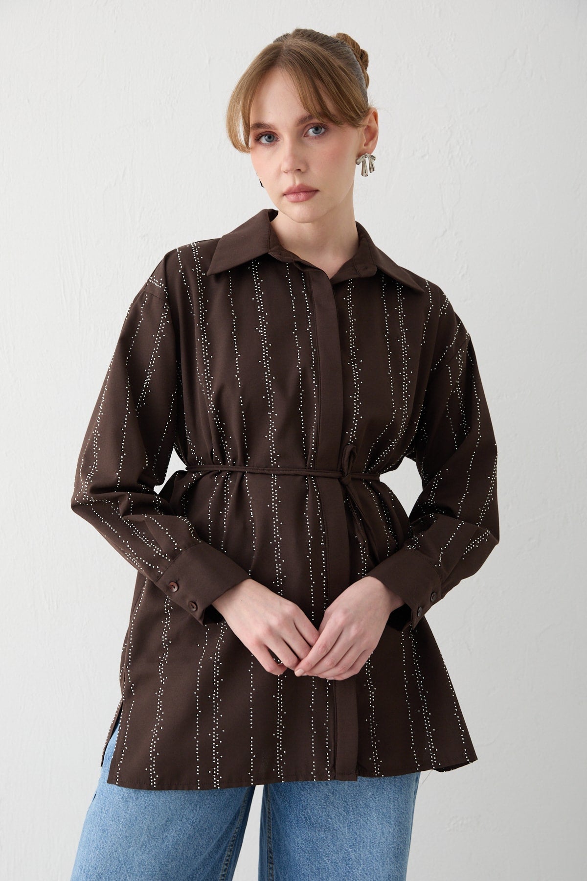 Taşlı Poplin Gömlek 32-2620