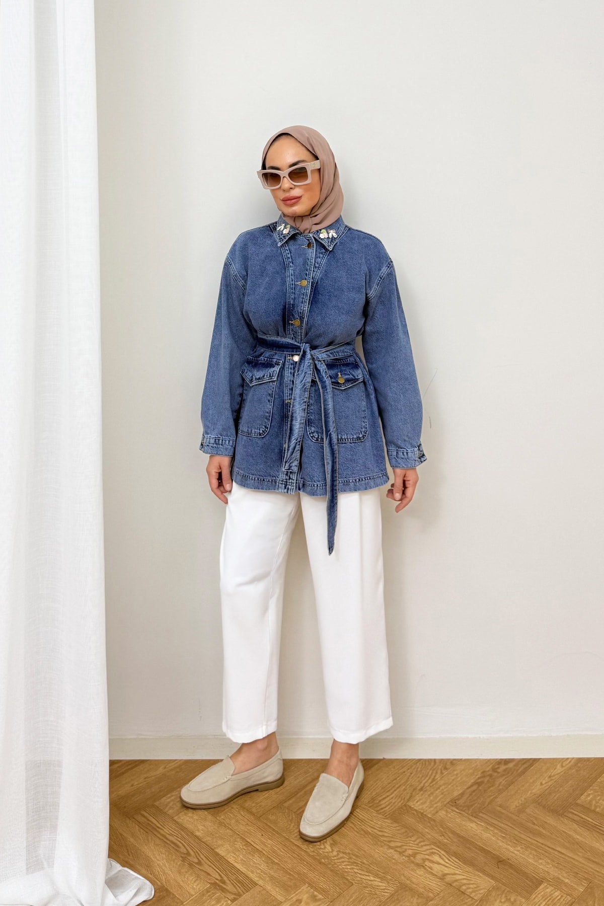 Aksesuarlı Denim Ceket 3-721